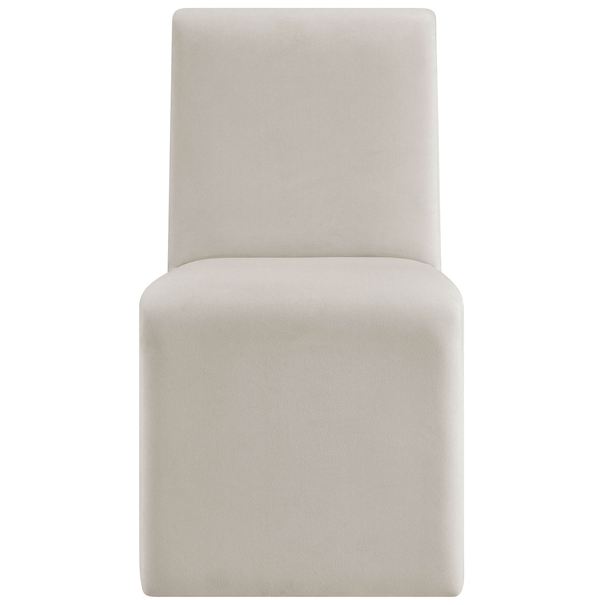 Clean-lined Emory dining chair in alabaster performance velvet with plush padding and crisp armless profile || EEI-7384-ALA || front_studio