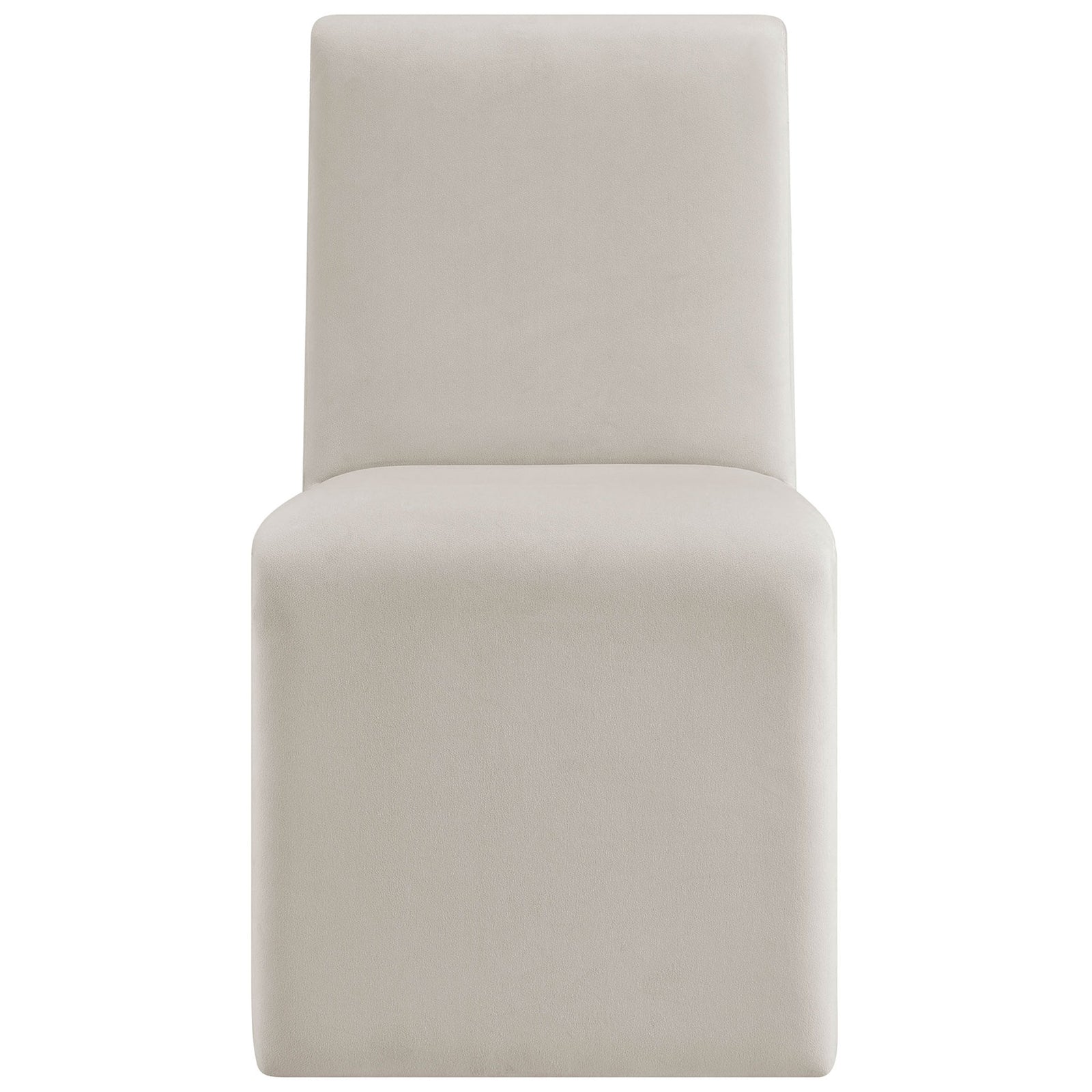 Clean-lined Emory dining chair in alabaster performance velvet with plush padding and crisp armless profile || EEI-7384-ALA || front_studio