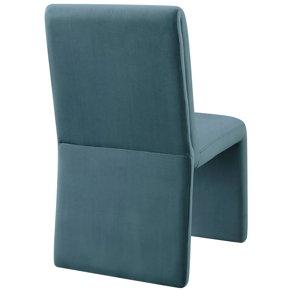 Smooth tailored back in cadet blue performance velvet wraps the chair in a clean, modern silhouette || EEI-7384-CAB || back_angle_studio