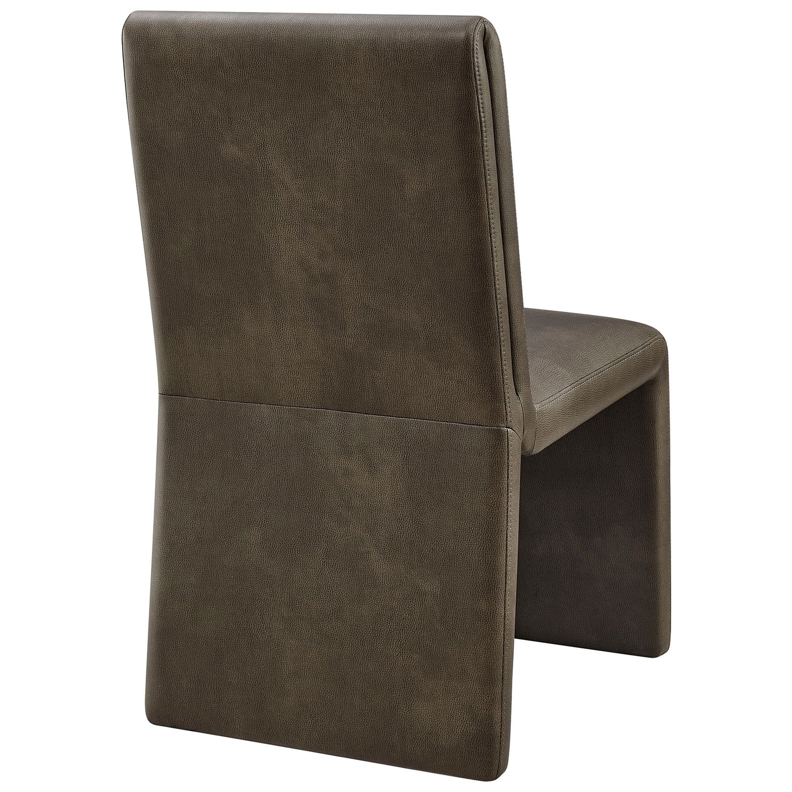 Emory chair featuring tall tailored back, clean stitching, and seamless vegan leather wraparound base || EEI-7385-MUS || back_angle_studio