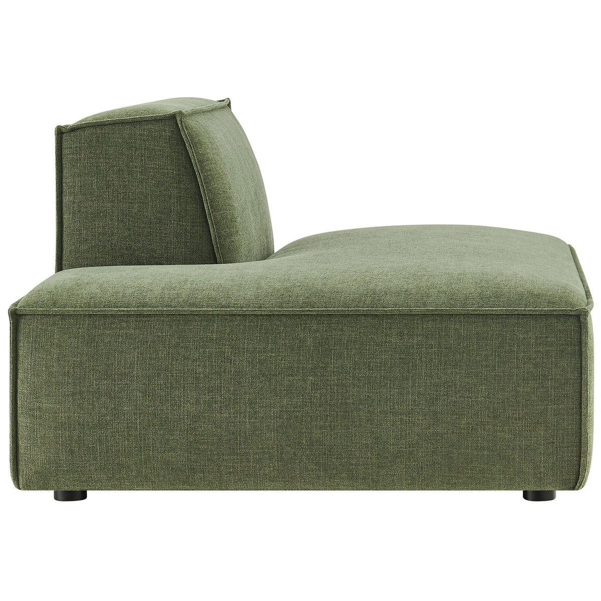 Streamlined silhouette with deep lounge seat and neatly piped edges in textured green fabric || EEI-7386-FOL || side_studio