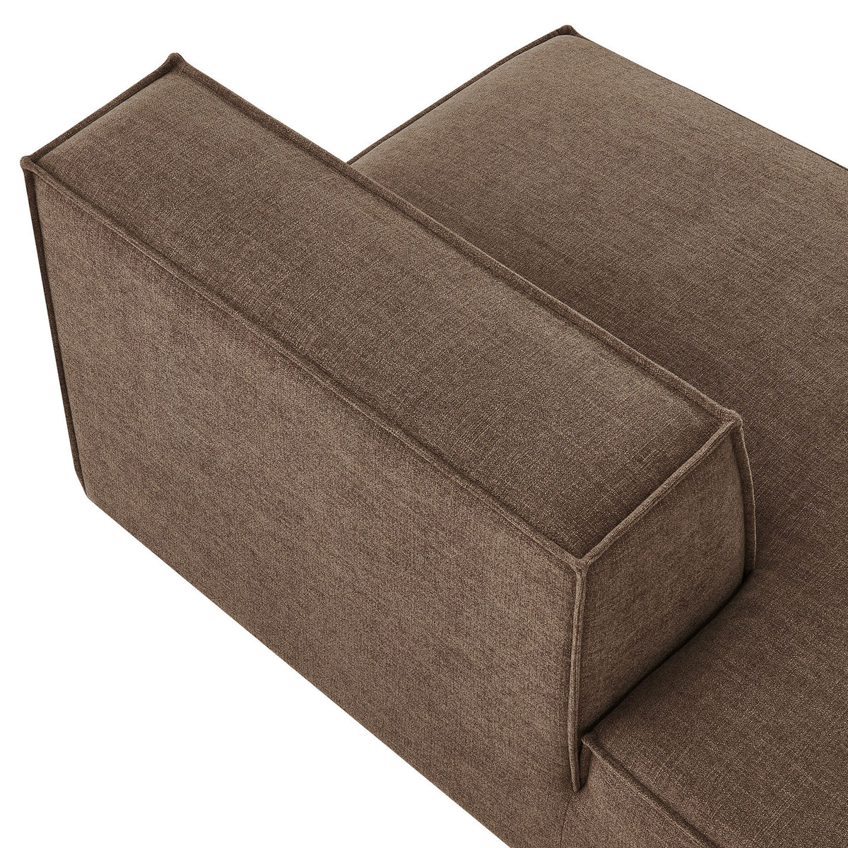 Close-up of mocha upholstery with refined French piping and smooth texture || EEI-7386-MOC || detail_studio
