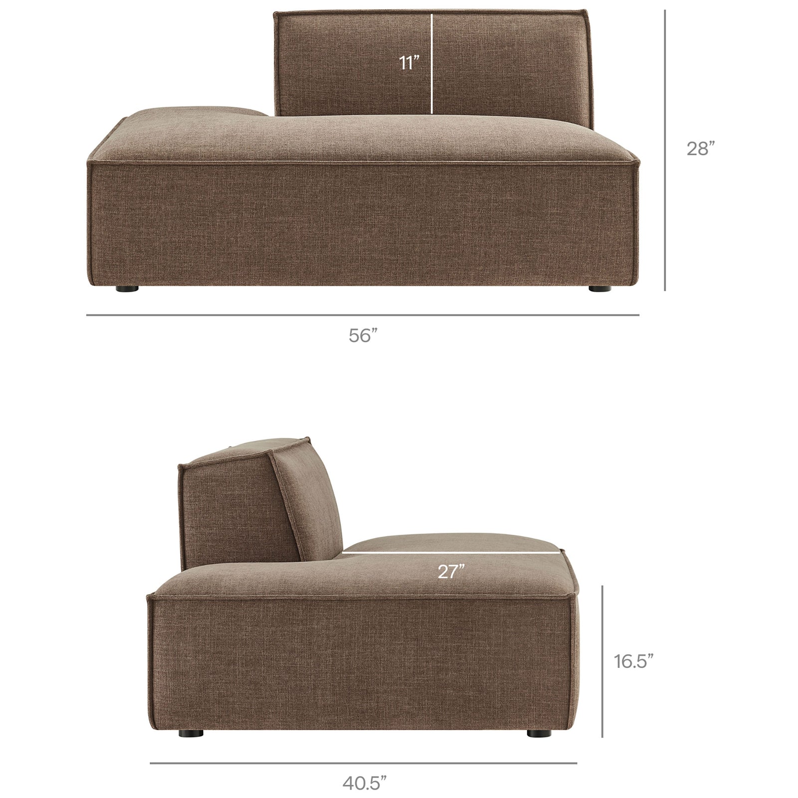 Dimensions overview for the modular chaise to help plan your perfect fit || EEI-7386-MOC || dimension_studio