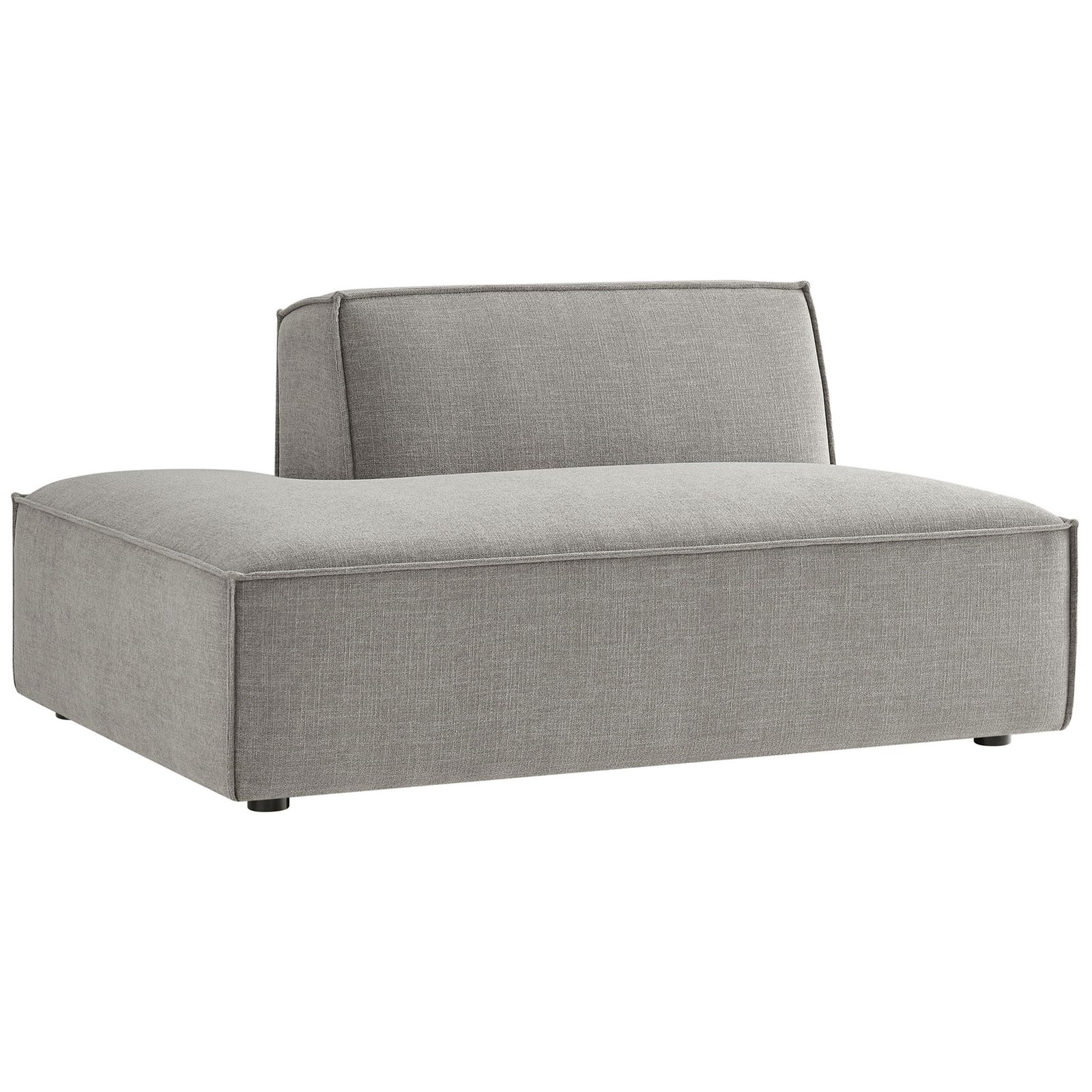 Relaxed, wide-seat left chaise offers sink-in comfort and tailored edges in durable, stain-resistant upholstery || EEI-7386-PEW || front_angle_studio