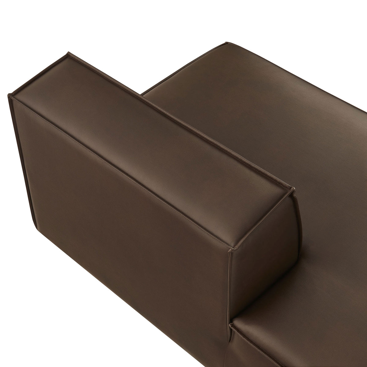 Textured espresso vegan leather and refined piping deliver a polished, modern finish. || EEI-7387-ESP || detail_studio