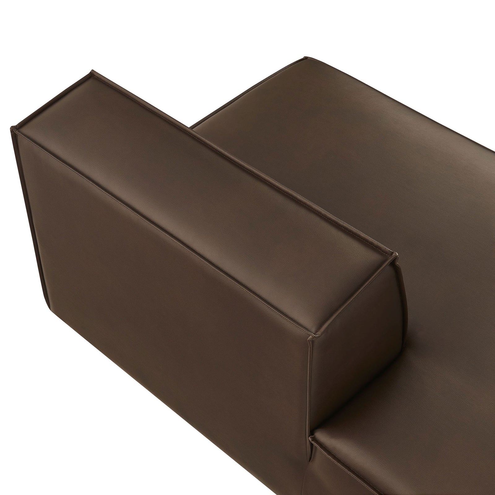 Textured espresso vegan leather and refined piping deliver a polished, modern finish. || EEI-7387-ESP || detail_studio