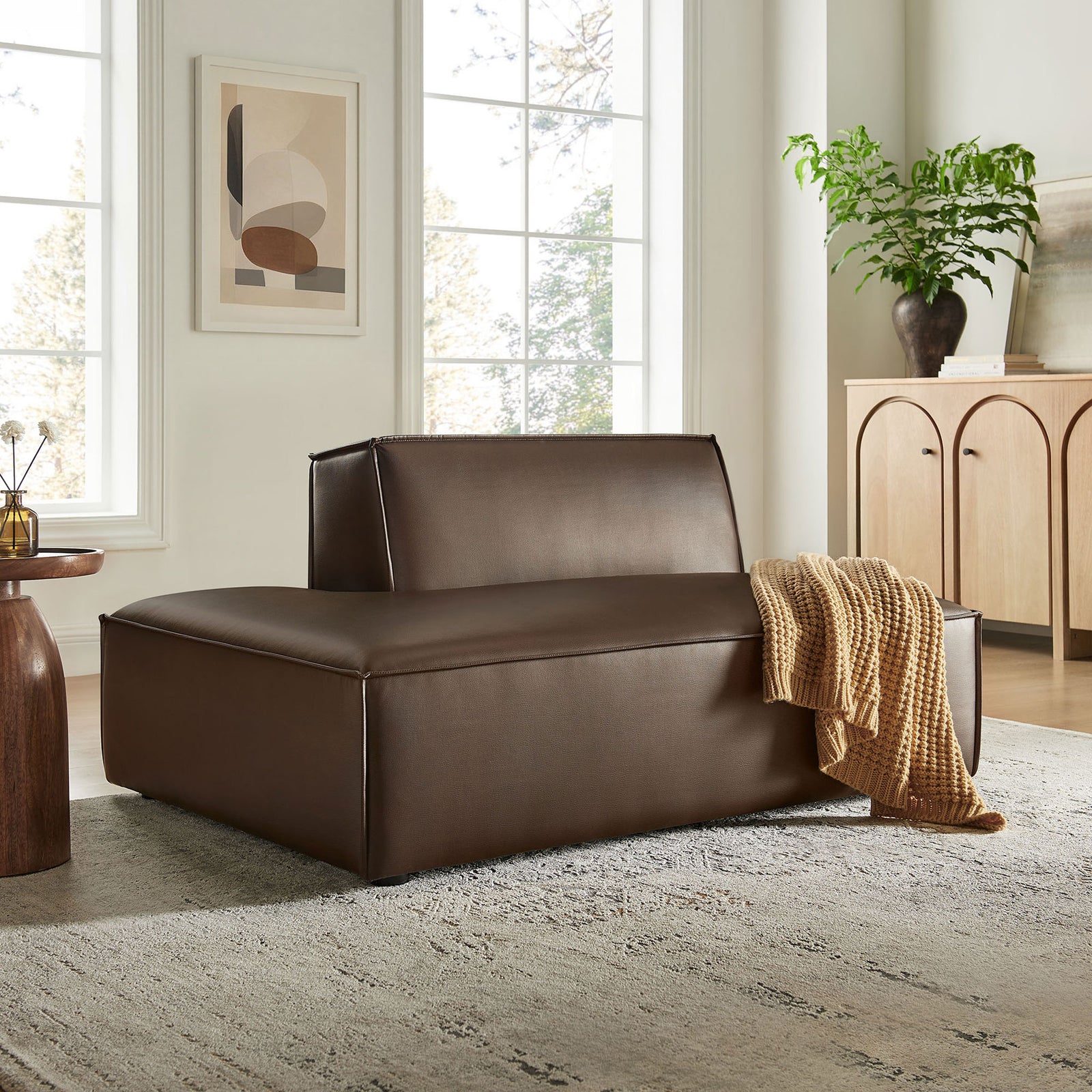 Left-facing chaise brings rich espresso tone and lounge-worthy comfort to the living room. || EEI-7387-ESP || front_angle_room