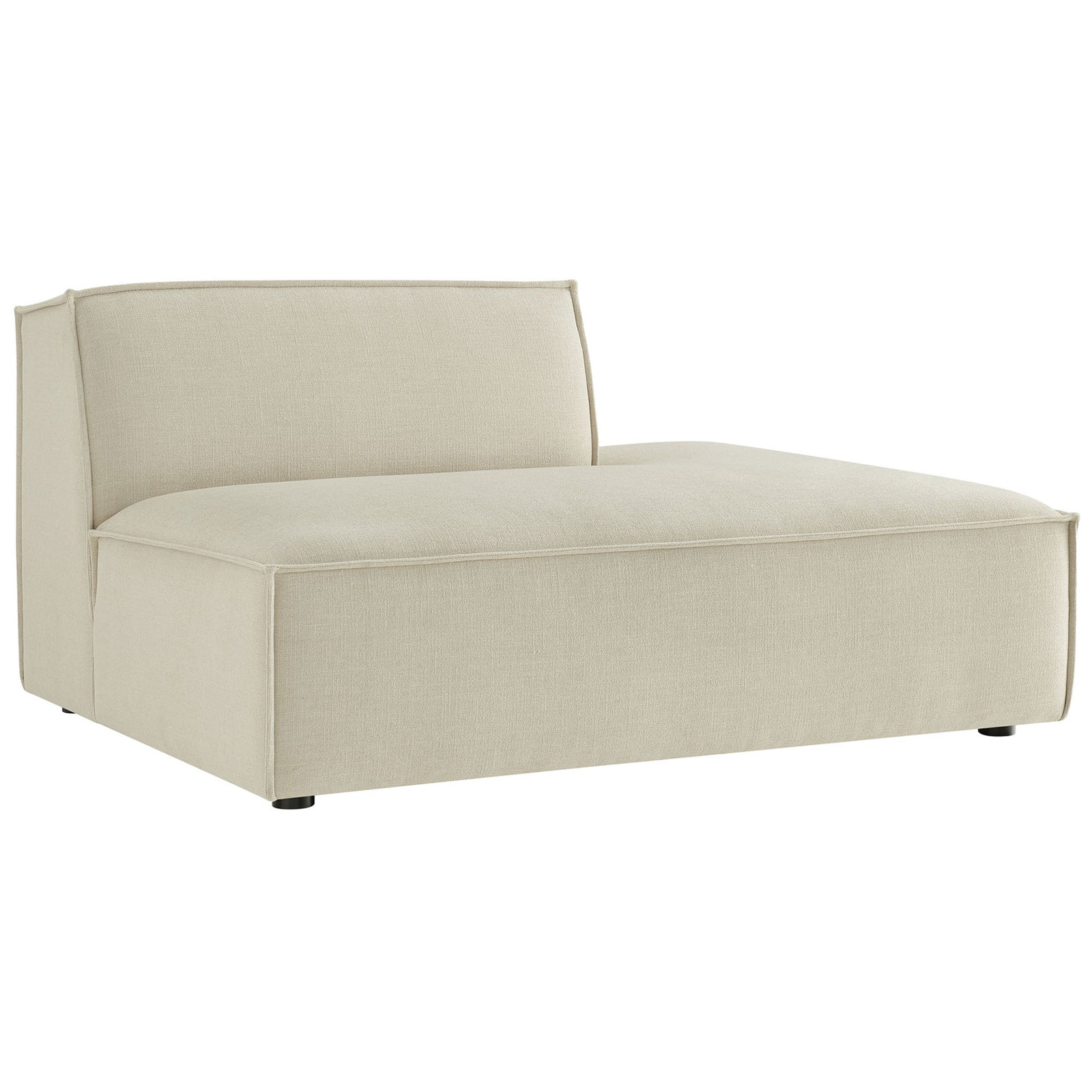 Right chaise with low profile, clean lines, and inviting, deep-cushioned seat || EEI-7388-ECR || front_angle_studio