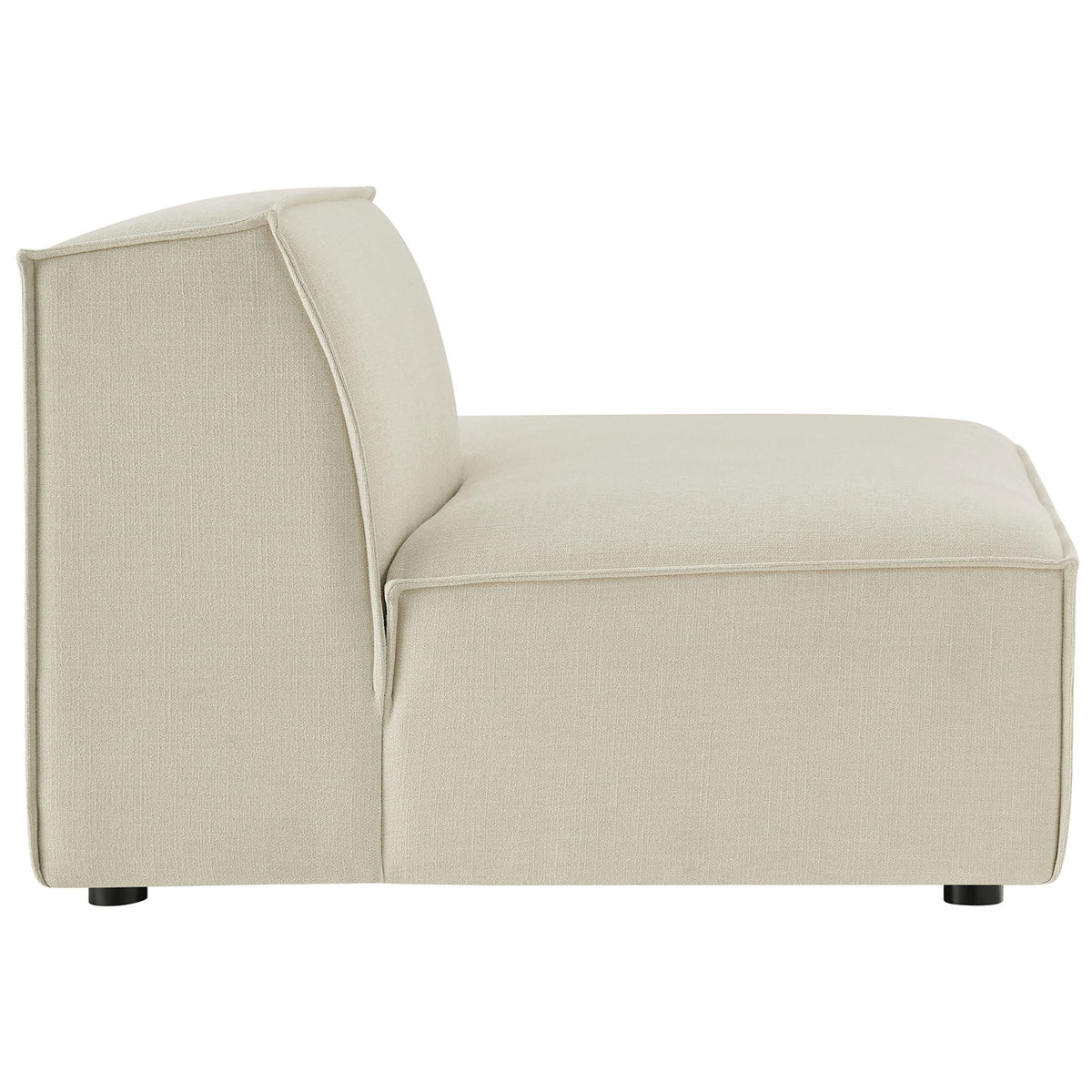 Slim side silhouette accentuates the plush chaise cushion and neat piping || EEI-7388-ECR || side_studio