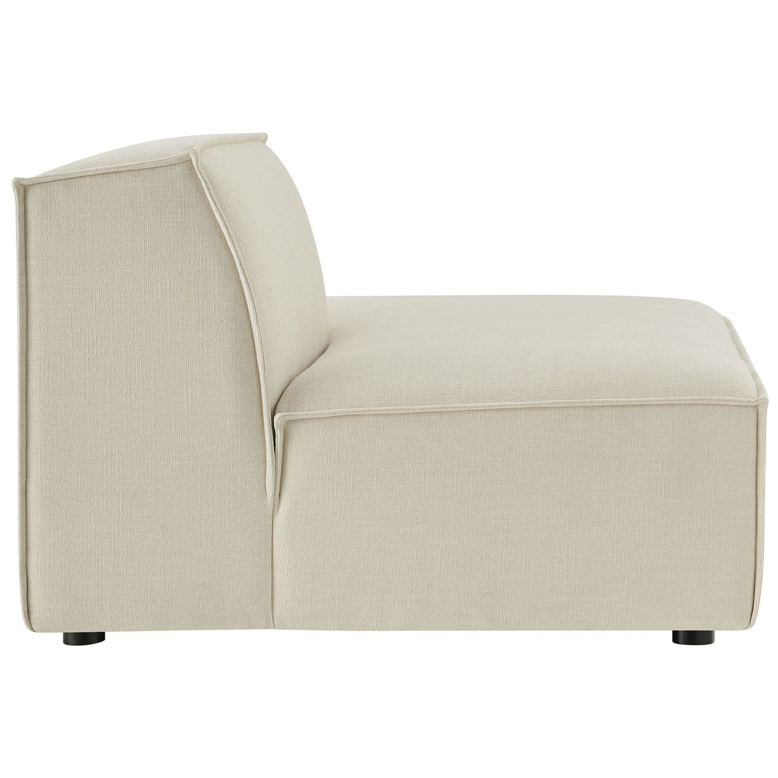 Slim side silhouette accentuates the plush chaise cushion and neat piping || EEI-7388-ECR || side_studio