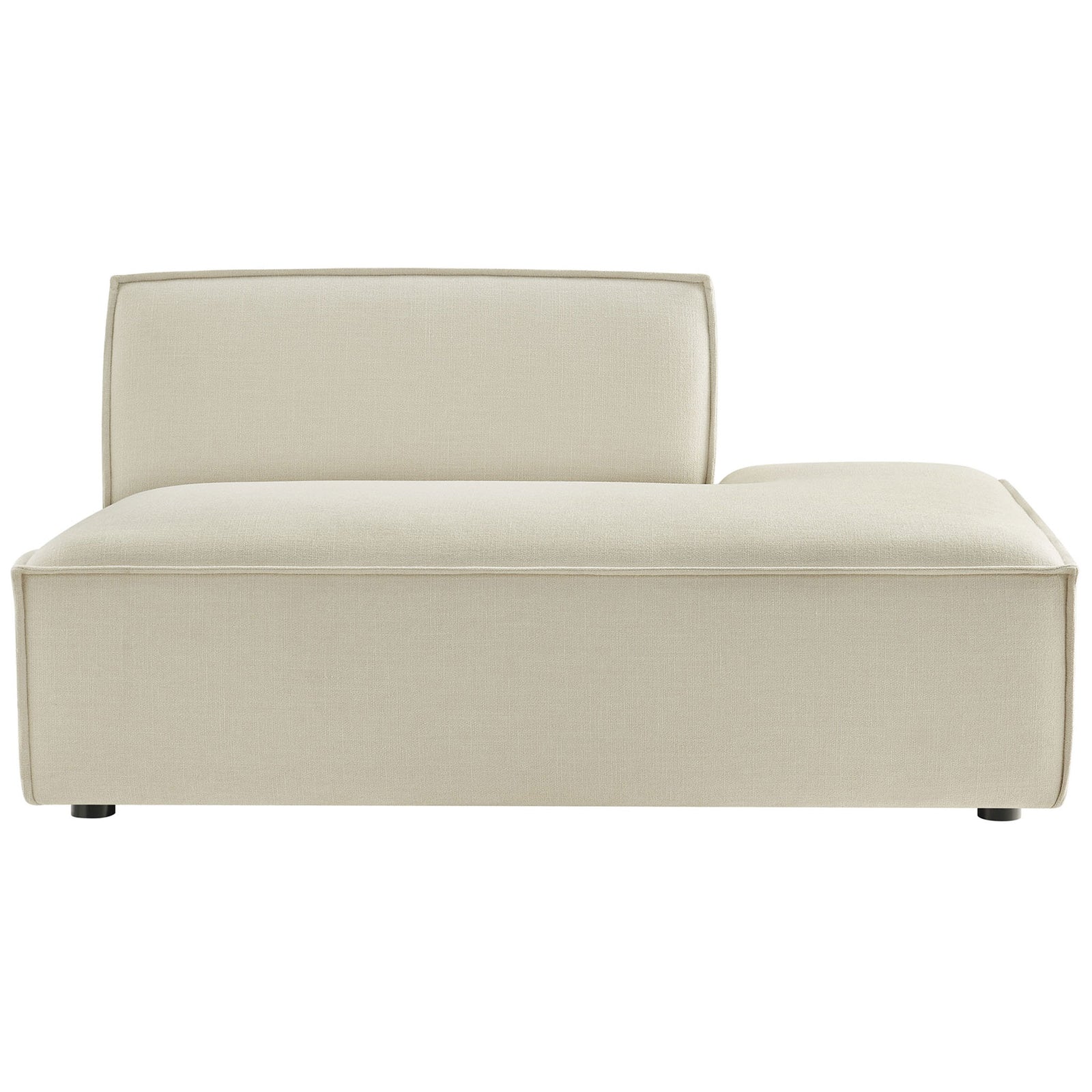 Right-facing armless chaise in soft, stain-resistant performance fabric with tailored piping || EEI-7388-ECR || front_studio