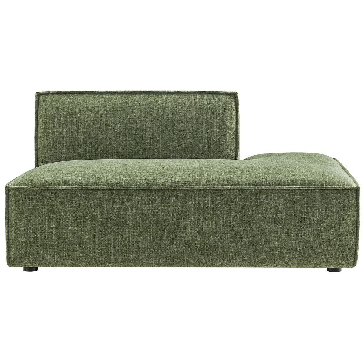 Right-facing modular chaise in foliage green performance fabric with crisp piping and plush, low-profile seat || EEI-7388-FOL || front_studio