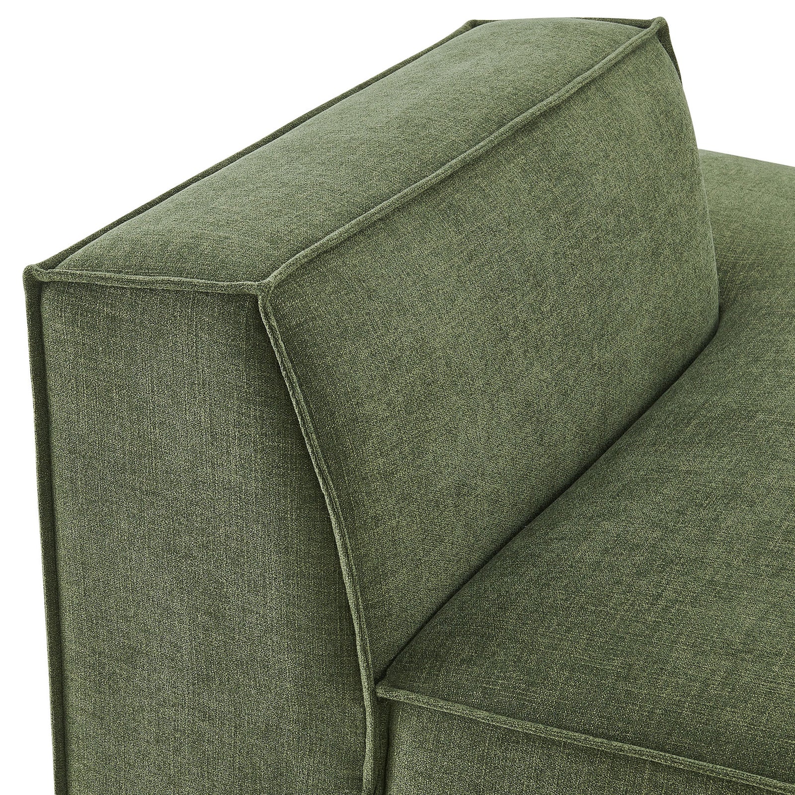 French piping and textured foliage green performance fabric on the back cushion || EEI-7388-FOL || detail_studio