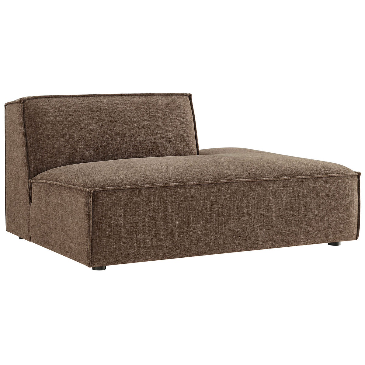 Contemporary modular chaise with broad lounge seat and tidy piping || EEI-7388-MOC || front_angle_studio