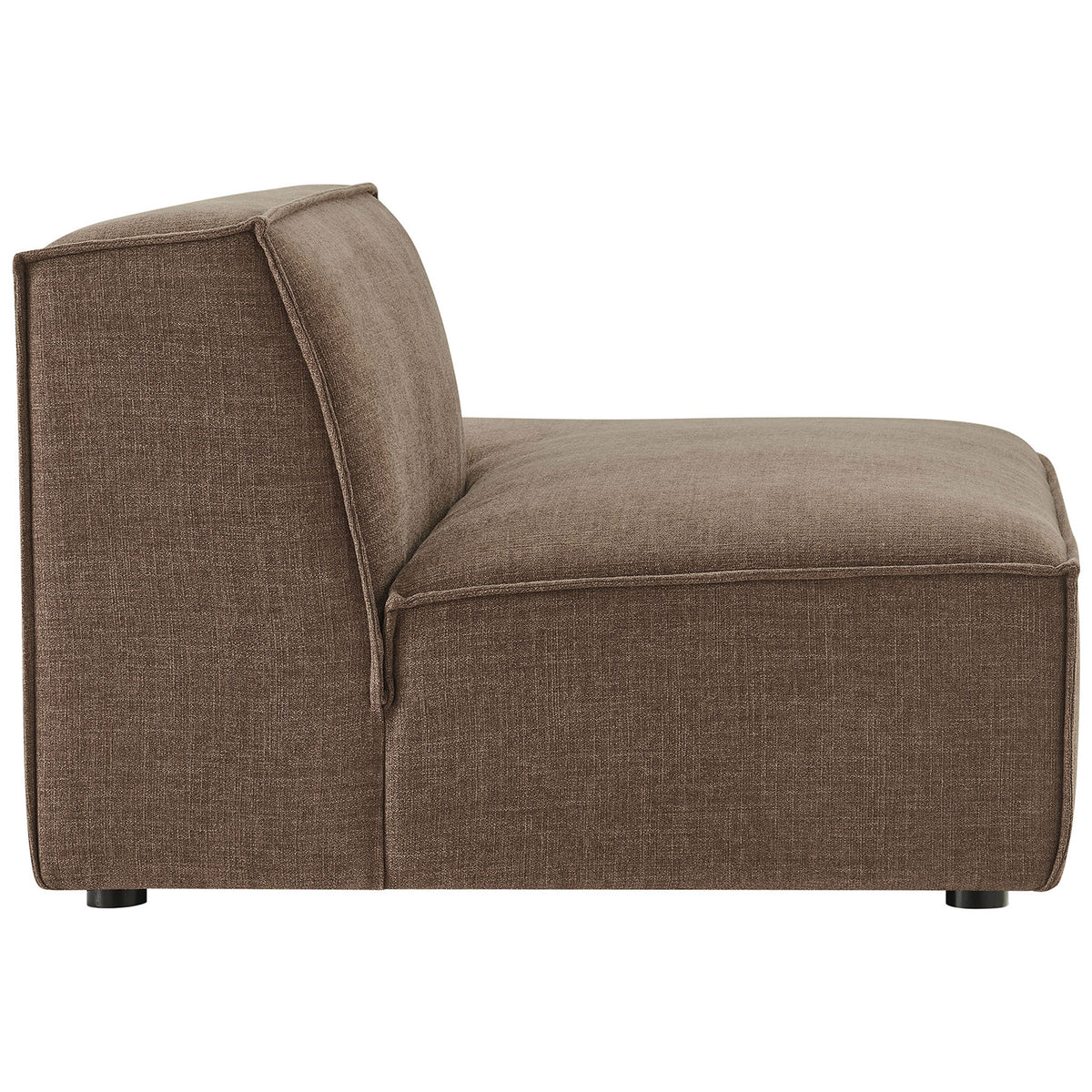 Low-profile chaise shows thick seat cushion and soft, woven upholstery || EEI-7388-MOC || side_studio