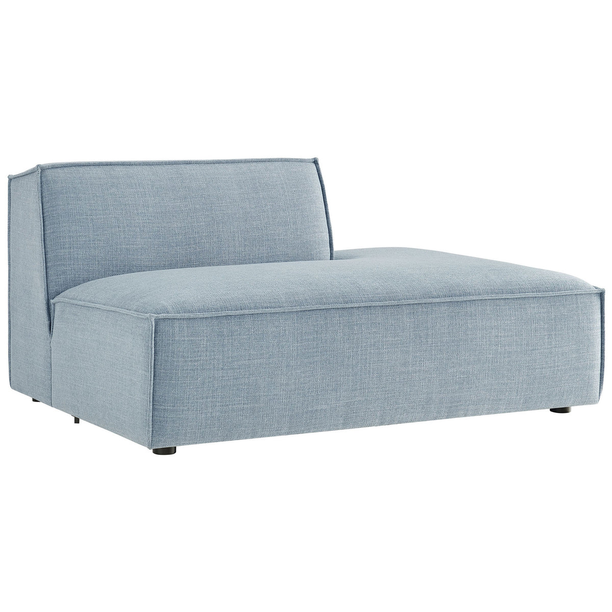 Comfort-forward chaise with broad lounge seat in durable sky blue upholstery || EEI-7388-SKY || front_angle_studio