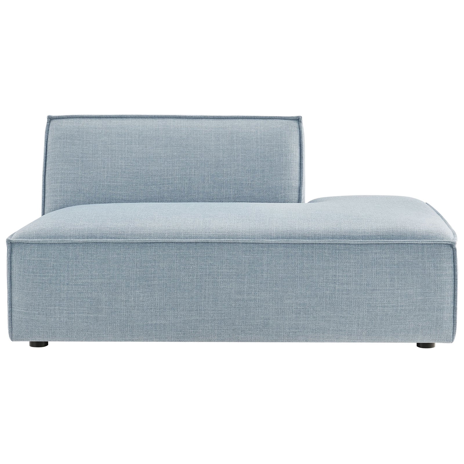 Modular chaise in sky blue fabric with clean lines and refined piping || EEI-7388-SKY || front_studio