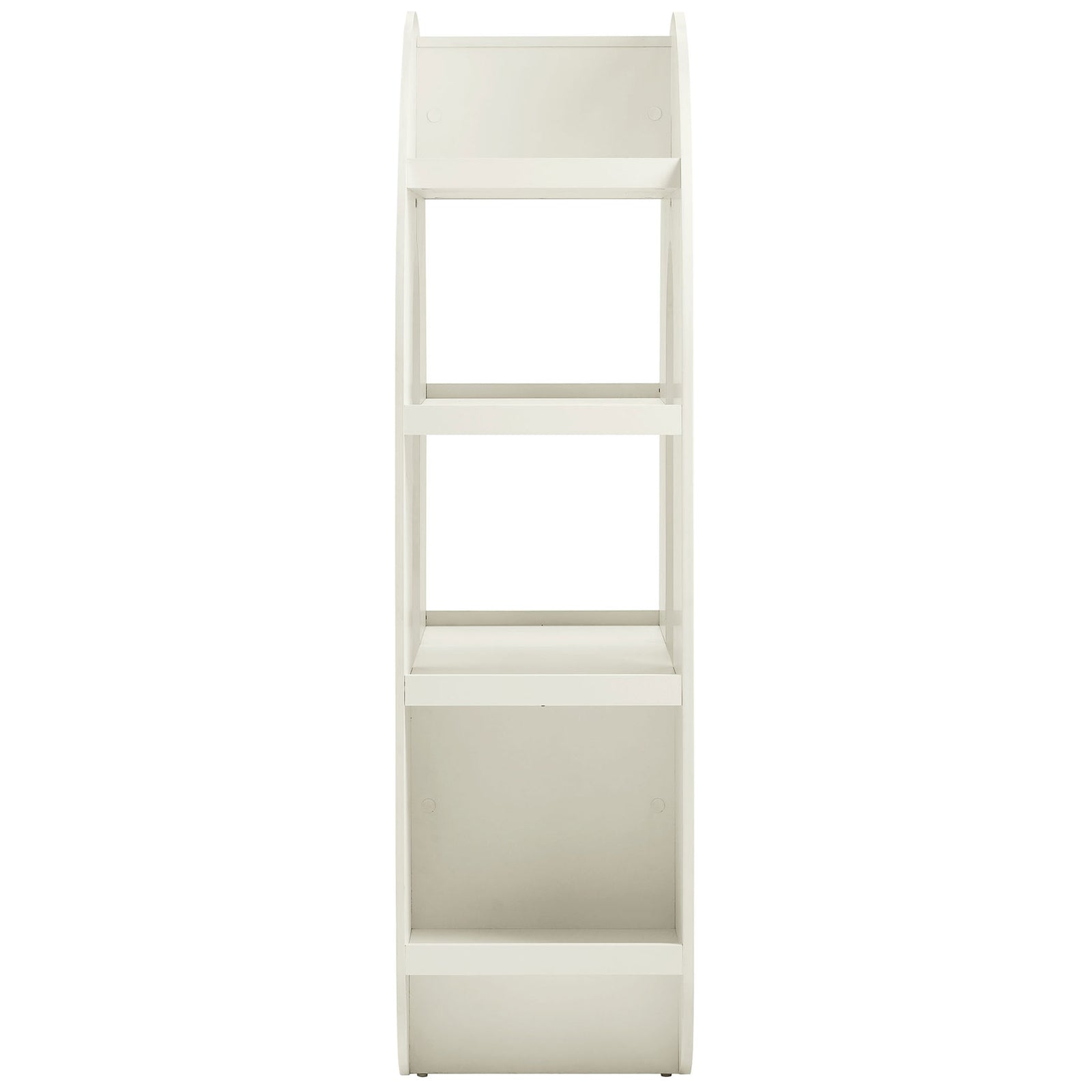 Slim side profile reveals sturdy shelves and the arching ripple silhouette || EEI-7390-WHI || side_studio