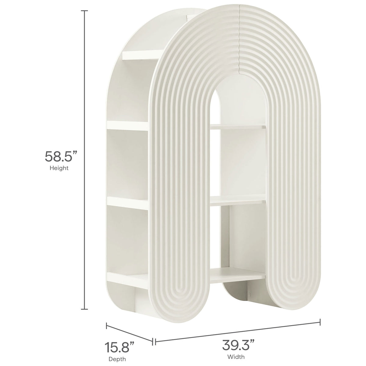 Dimensions: 58.5 in. height, 39.3 in. width, 15.8 in. depth || EEI-7390-WHI || dimension_studio