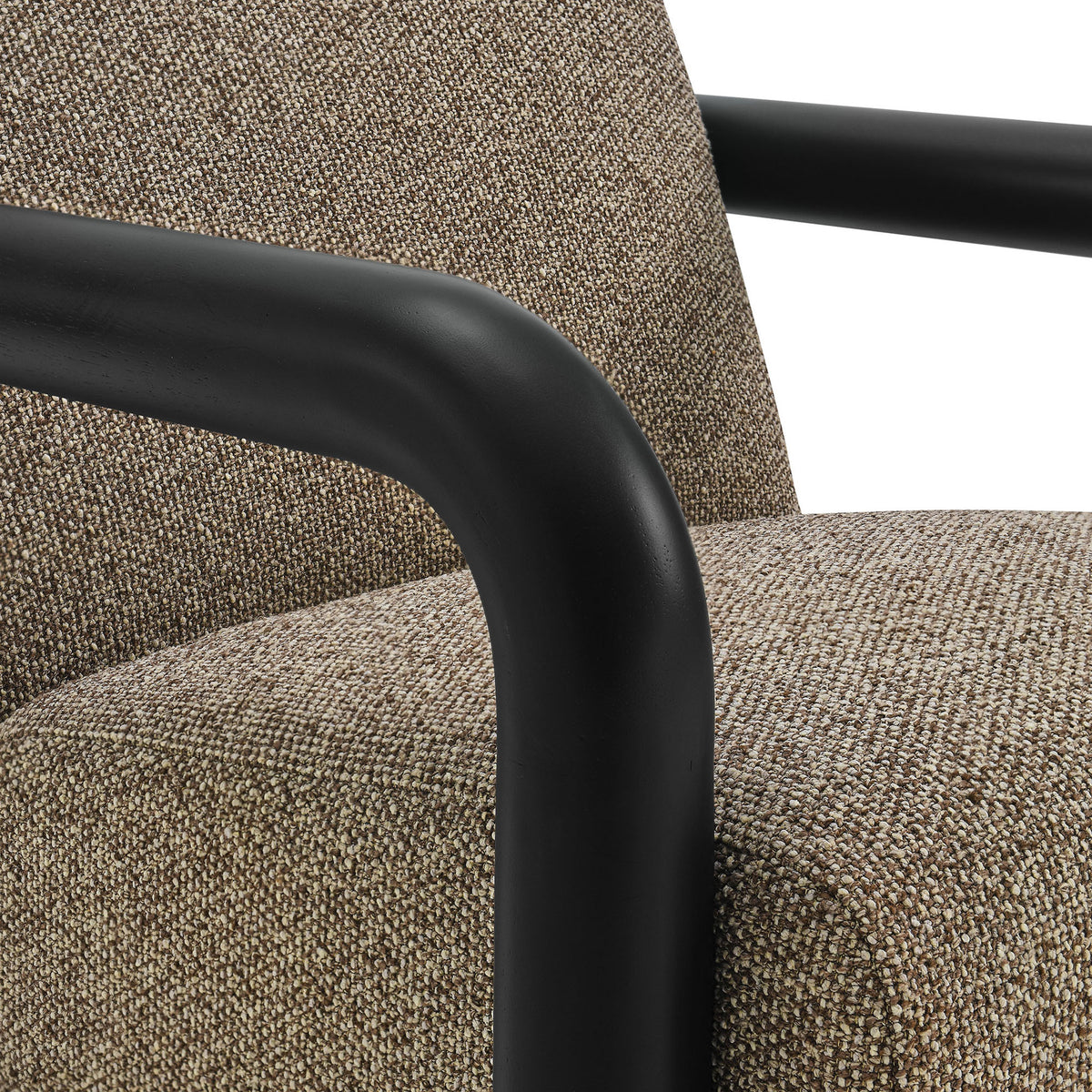 Lattice boucle texture pairs with a sleek, rounded solid wood arm || EEI-7391-ETH-BLK || detail_studio