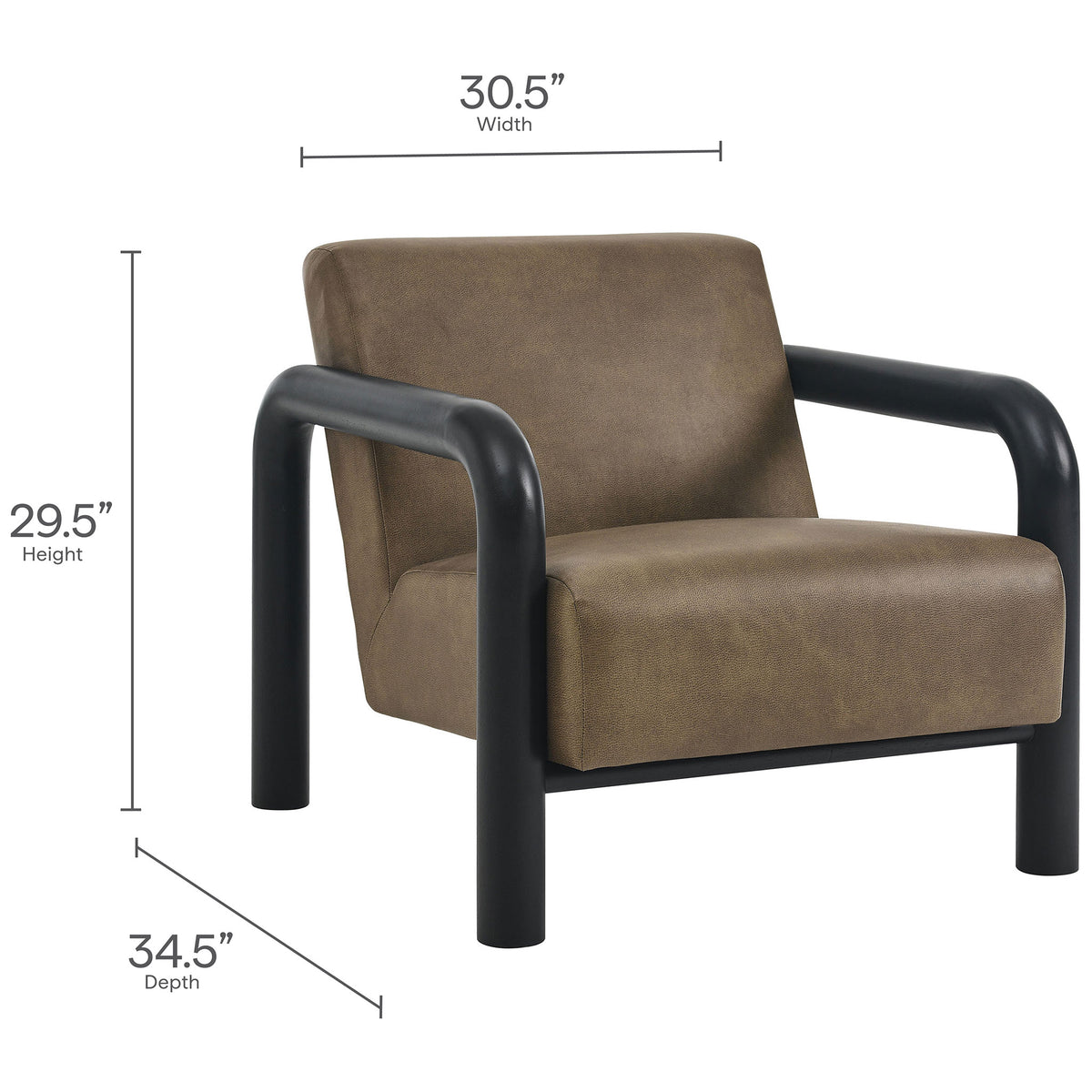 Generous seating in a compact footprint sized to fit living rooms, bedrooms, and cozy nooks. || EEI-7392-MUS-BLK || dimension_studio