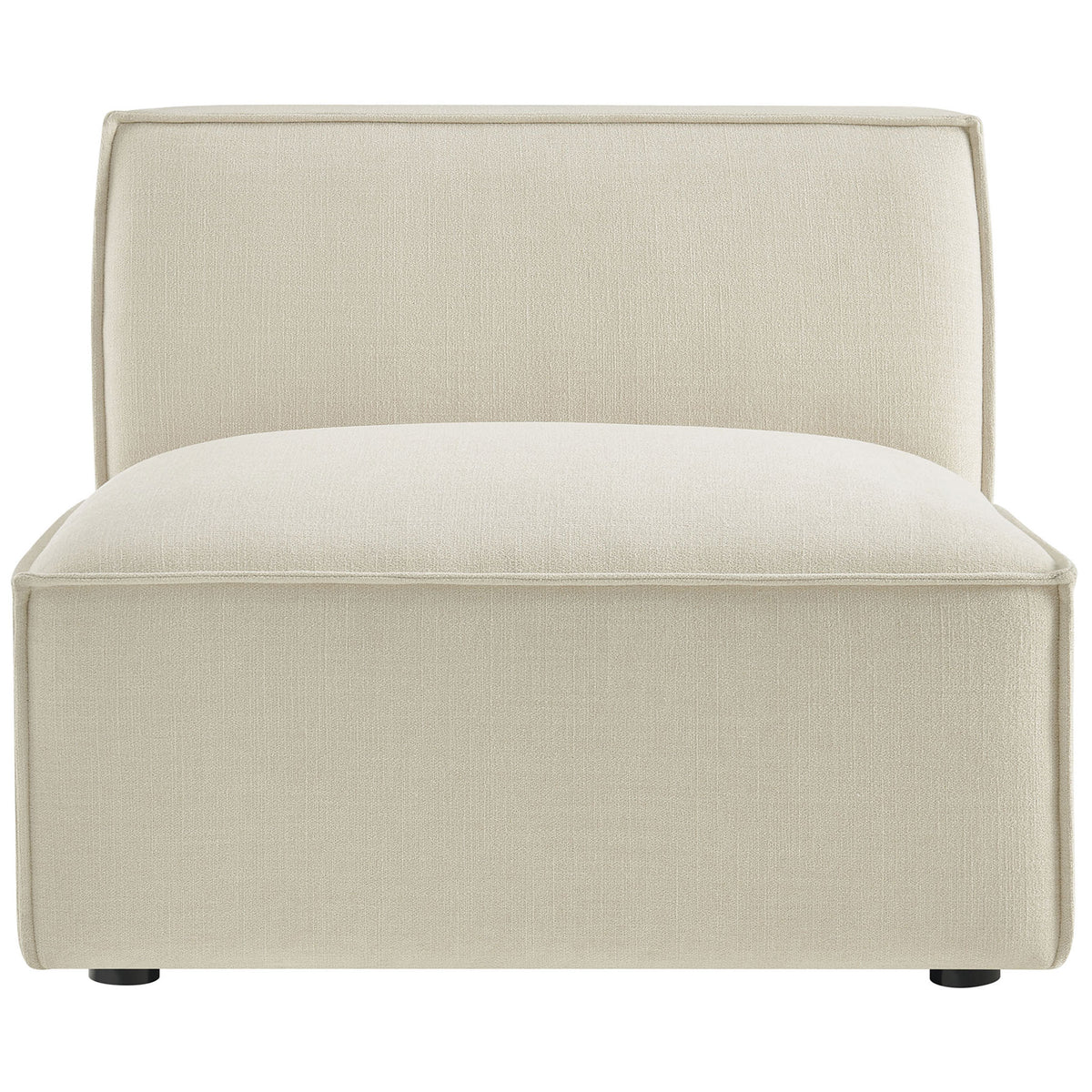 Armless modular chair with a broad seat, clean piping, and soft ecru upholstery || EEI-7395-ECR || front_studio