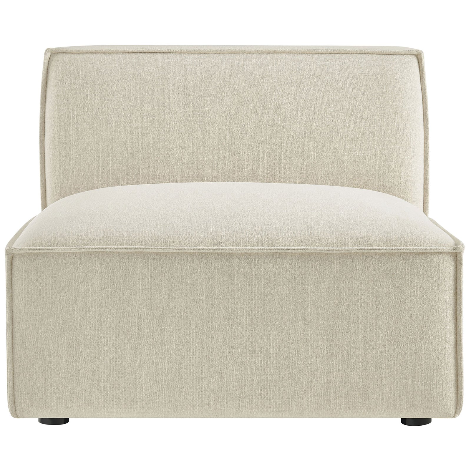 Armless modular chair with a broad seat, clean piping, and soft ecru upholstery || EEI-7395-ECR || front_studio