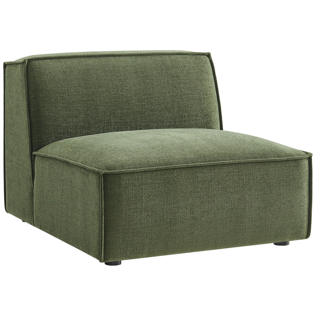 Clean-lined modular chair with French piping and generously cushioned seat in durable performance fabric || EEI-7395-FOL || front_angle_studio