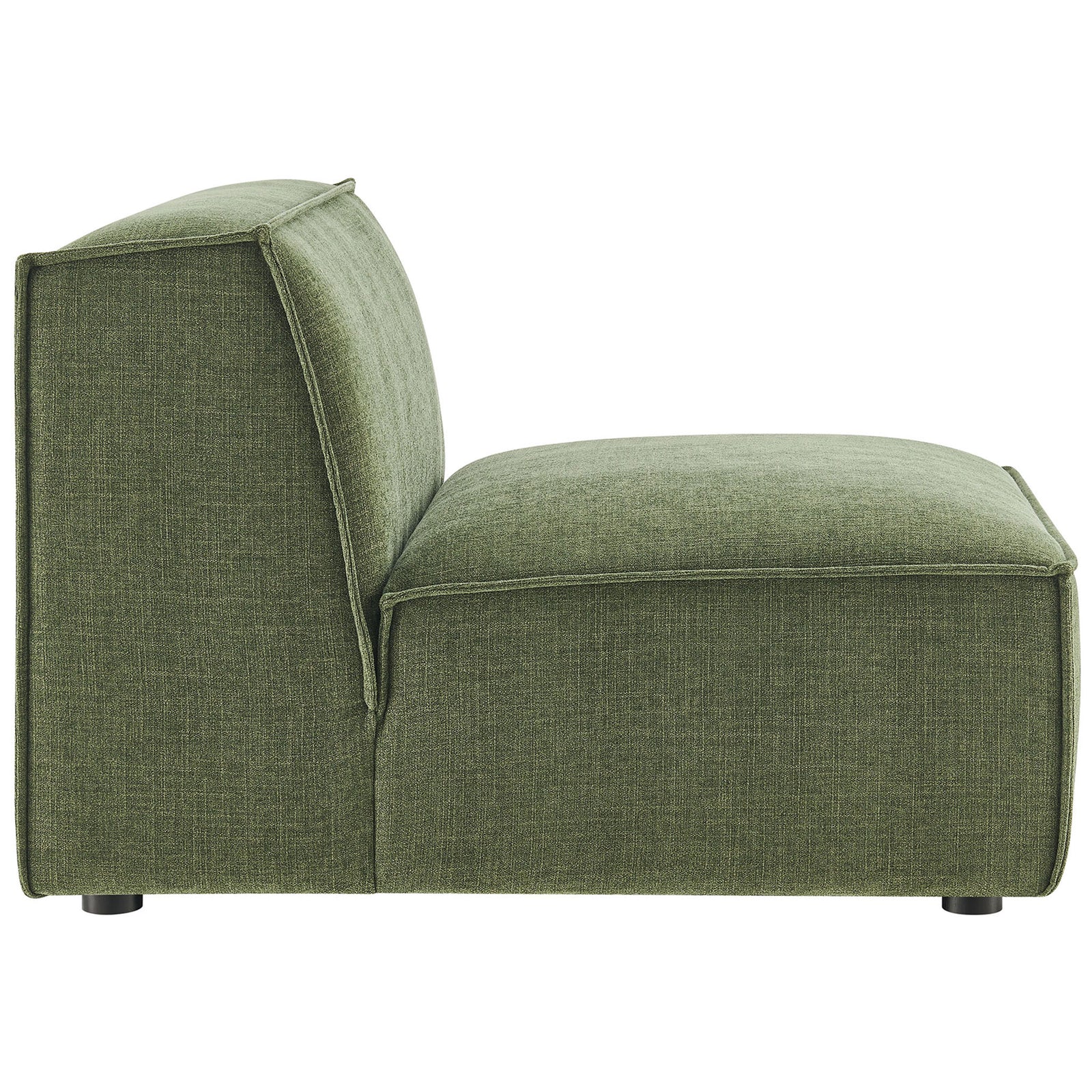 Supportive armless seat with broad lines, dense foam, and pocket-coil comfort in soft green upholstery || EEI-7395-FOL || side_studio