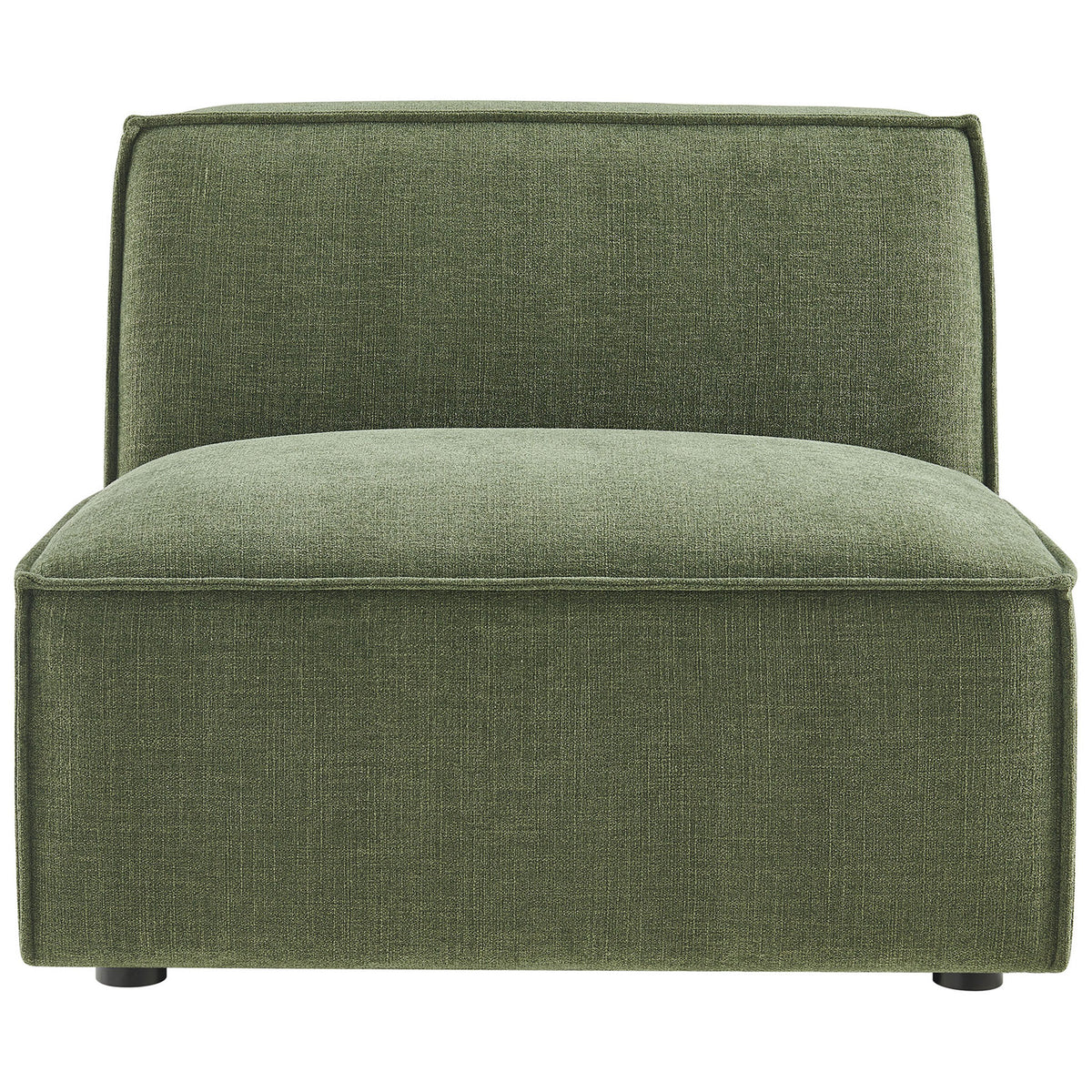 Low-profile armless modular chair in foliage green performance fabric with deep, plush seating || EEI-7395-FOL || front_studio
