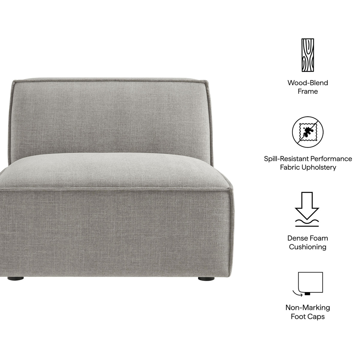 Performance fabric, dense foam cushions, and a sturdy wood-blend frame built for daily use || EEI-7395-PEW || callout_studio