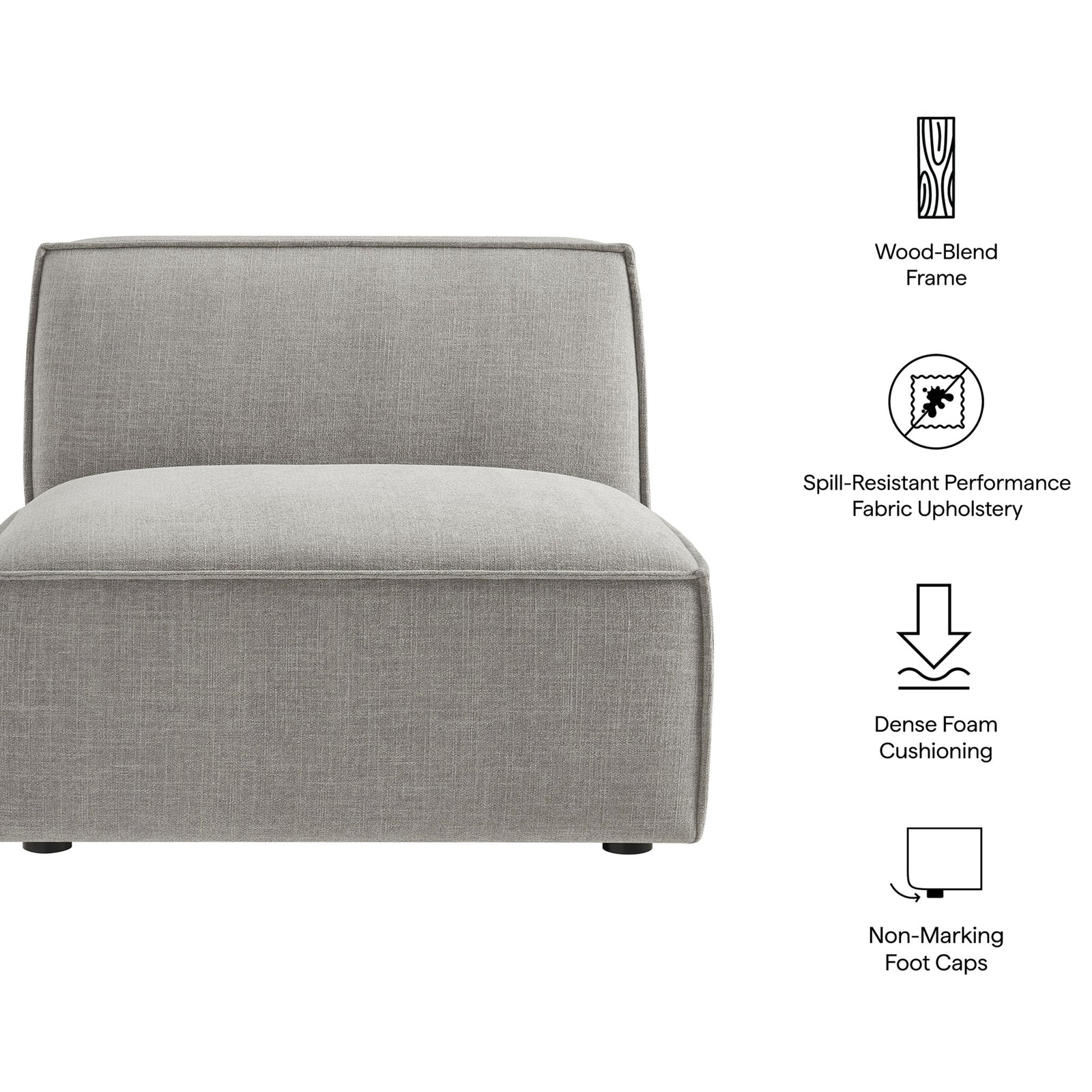 Performance fabric, dense foam cushions, and a sturdy wood-blend frame built for daily use || EEI-7395-PEW || callout_studio