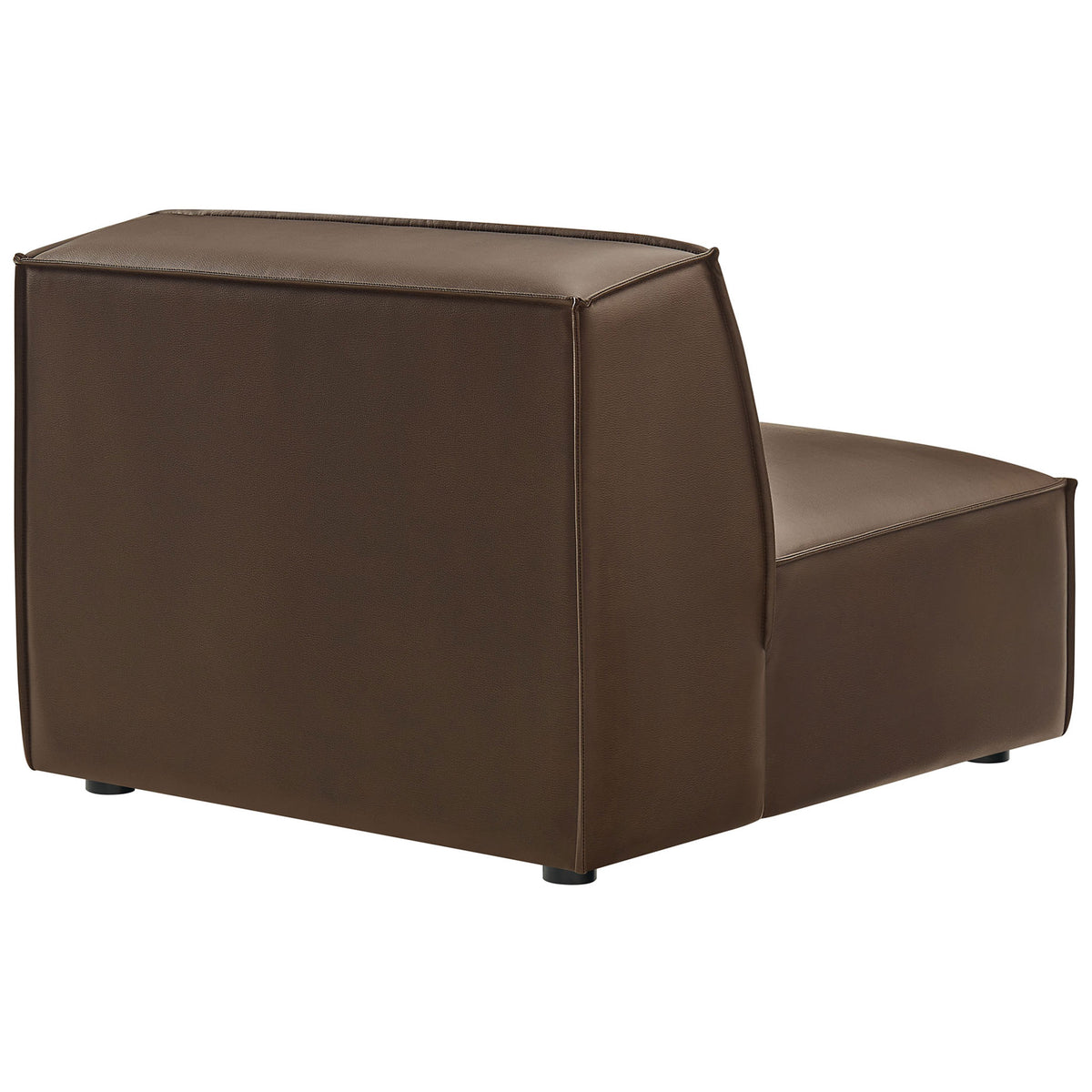 Clean-lined back with tailored piping and smooth vegan leather upholstery || EEI-7396-ESP || back_angle_studio