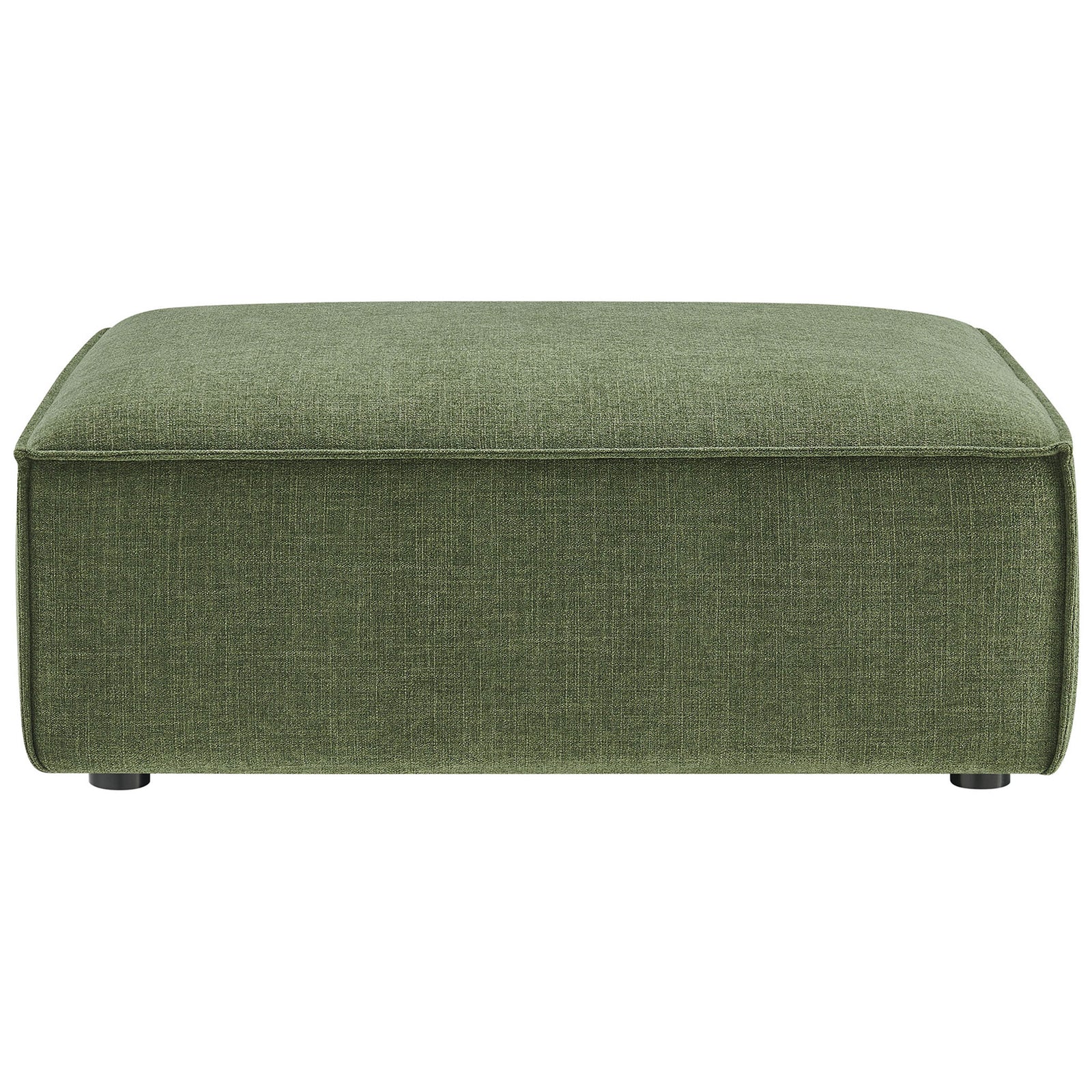 Modern foliage green ottoman with boxy profile, subtle texture, and barely visible low feet || EEI-7401-FOL || front_studio