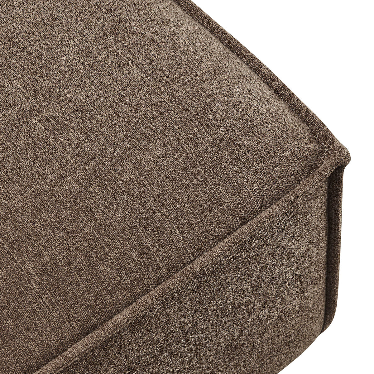 Textured mocha upholstery with crisp French piping highlighting the clean, modern lines of the modular ottoman || EEI-7401-MOC || detail_studio