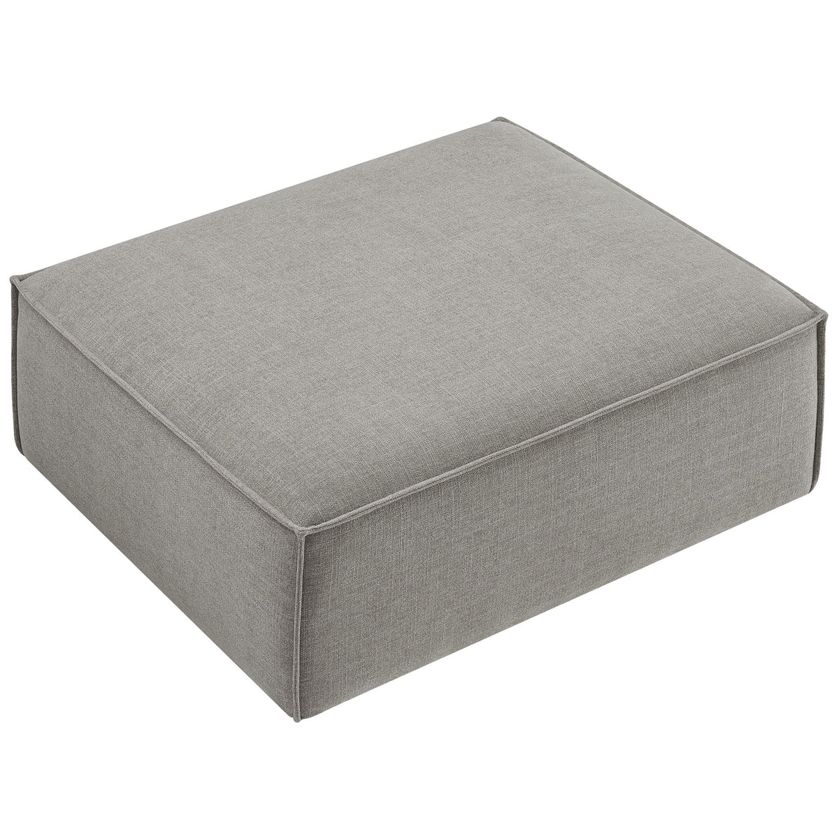 Broad pewter performance fabric ottoman with smooth cushioned surface ideal as a coffee table alternative || EEI-7401-PEW || top_studio