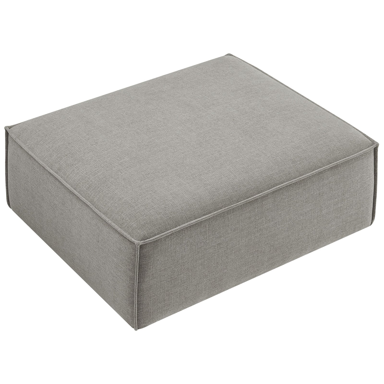 Broad pewter performance fabric ottoman with smooth cushioned surface ideal as a coffee table alternative || EEI-7401-PEW || top_studio