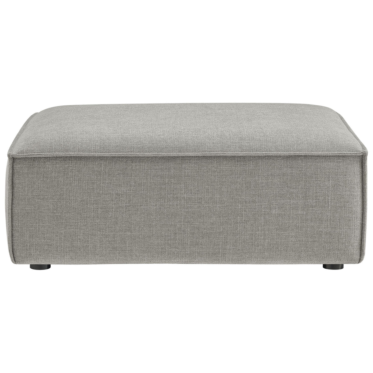 Modern pewter fabric ottoman with a generous seat and subtle welt trim for versatile living room seating || EEI-7401-PEW || front_studio