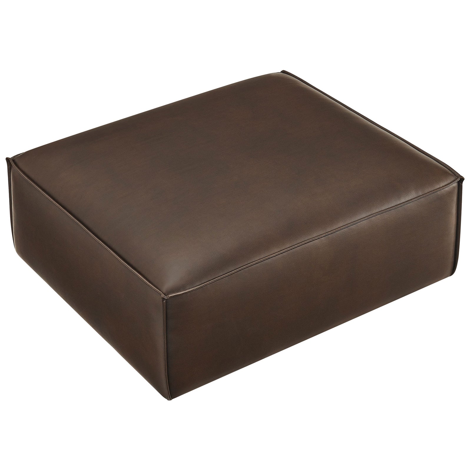 Spacious vegan leather ottoman offers a wide espresso-toned surface for lounging or serving. || EEI-7402-ESP || top_angle_studio