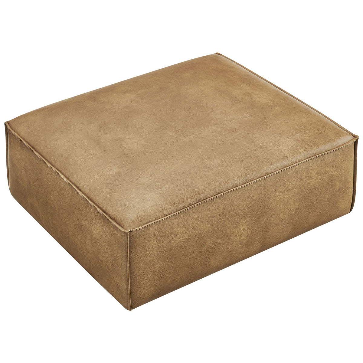 Generous cushioned surface offers versatile lounging space on this toast vegan leather ottoman || EEI-7402-TST || top_studio