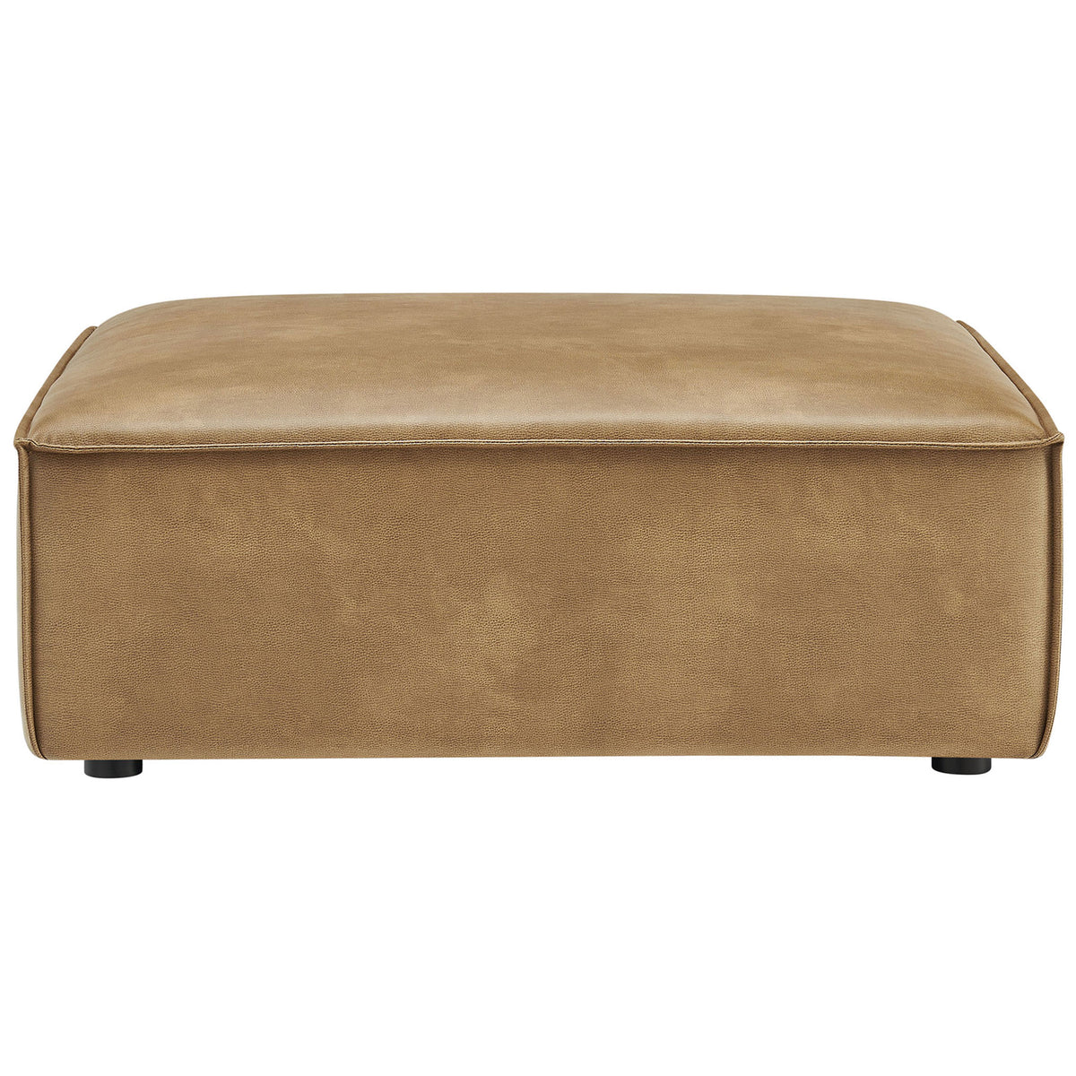 Square modular ottoman showcases a tailored silhouette and plush vegan leather cushioning || EEI-7402-TST || front_studio