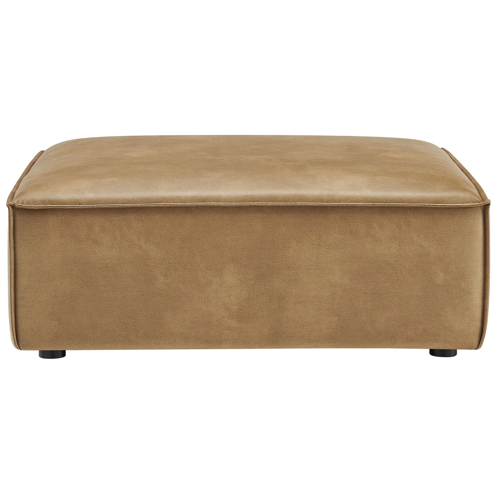 Square modular ottoman showcases a tailored silhouette and plush vegan leather cushioning || EEI-7402-TST || front_studio