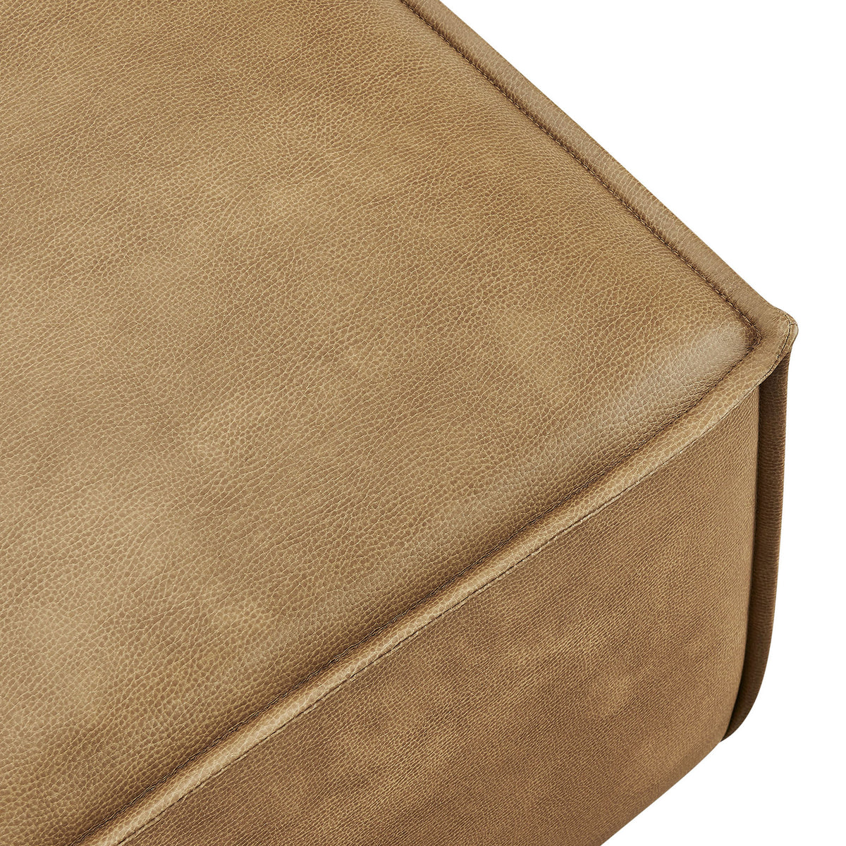 Fine French piping and softly grained vegan leather add refined texture to the ottoman upholstery || EEI-7402-TST || detail_studio