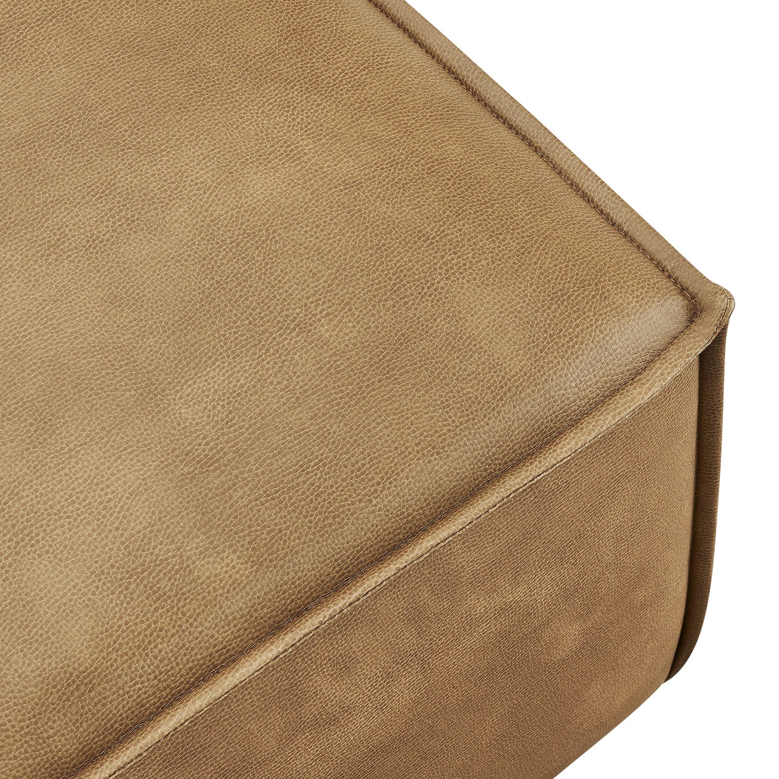 Fine French piping and softly grained vegan leather add refined texture to the ottoman upholstery || EEI-7402-TST || detail_studio