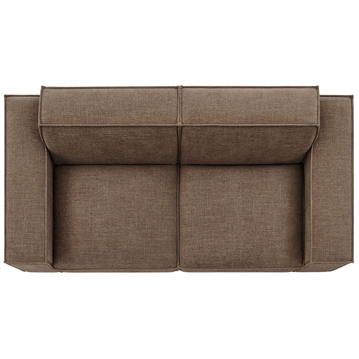 Generous double-seat mocha loveseat with wraparound arms and softly rounded cushions for contemporary comfort || EEI-7403-MOC || top_studio