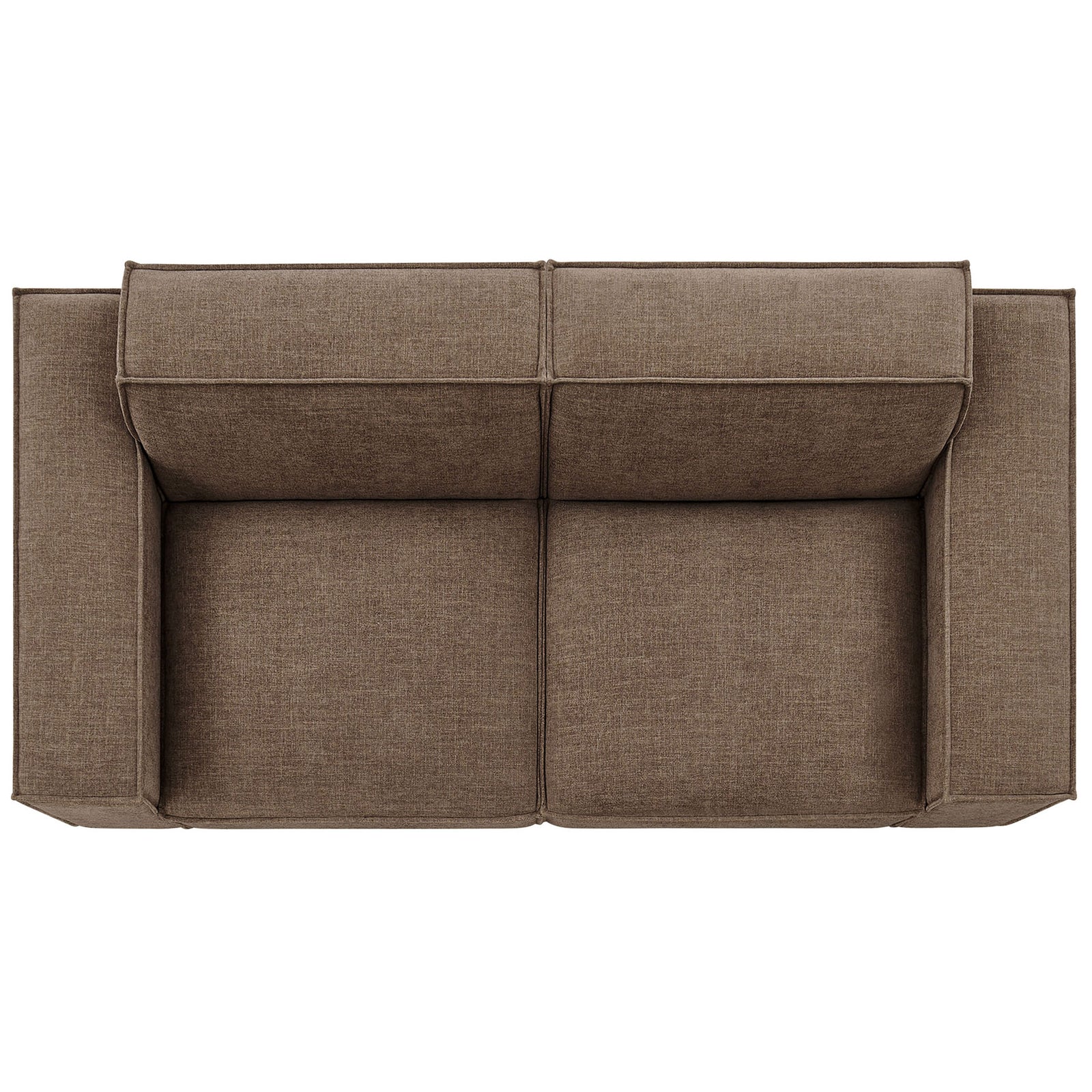 Generous double-seat mocha loveseat with wraparound arms and softly rounded cushions for contemporary comfort || EEI-7403-MOC || top_studio