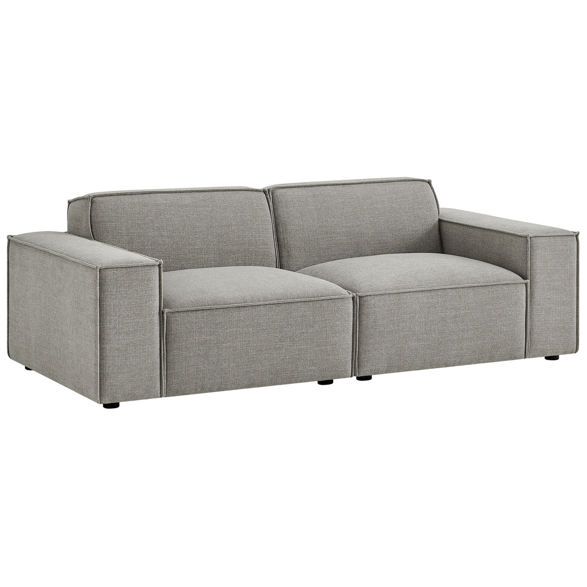 Restore collection modular loveseat in pewter fabric with wide track arms and deep seats || EEI-7403-PEW || front_angle_studio