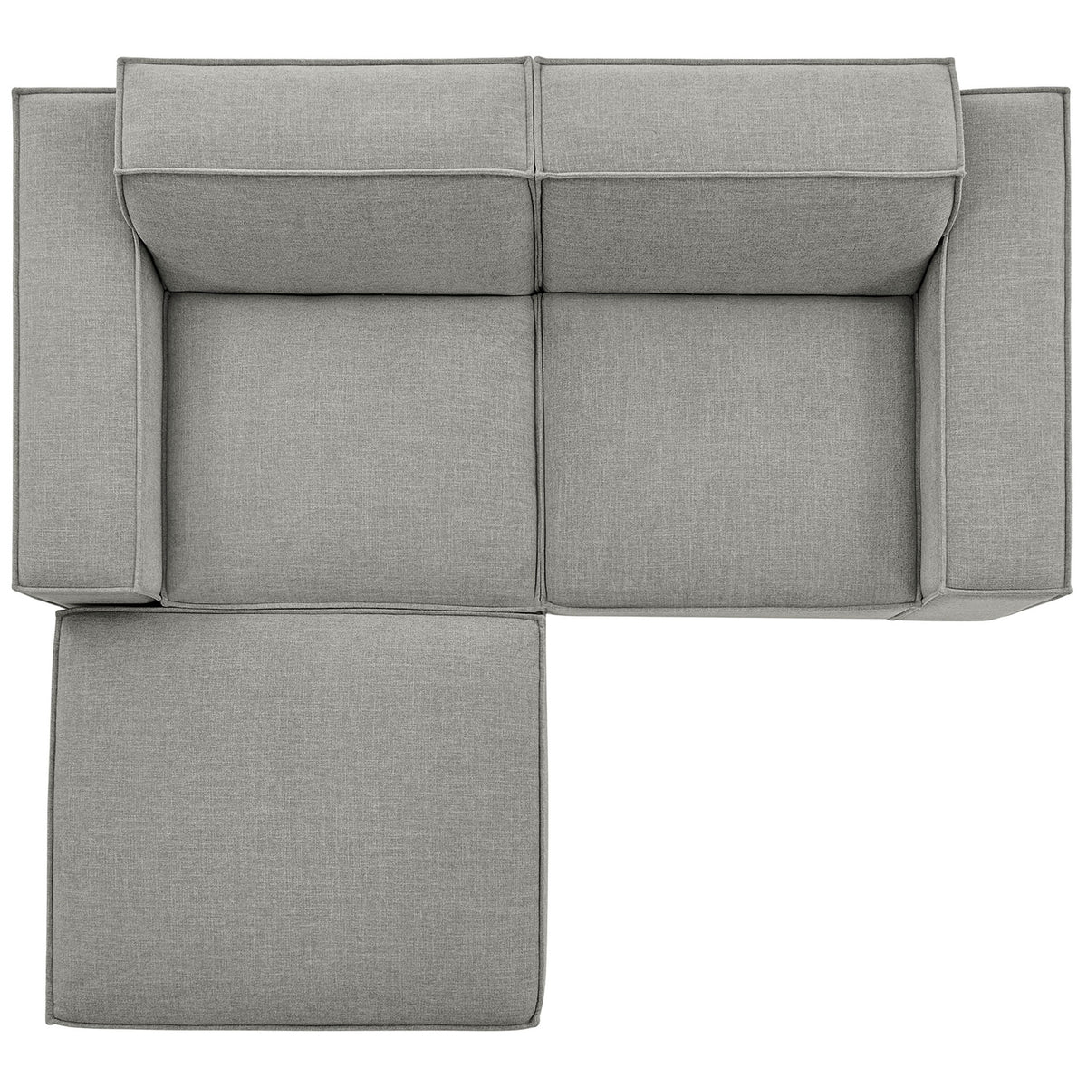 Flexible Restore modular loveseat and ottoman configuration in pewter fabric for customizable seating || EEI-7405-PEW || top_studio