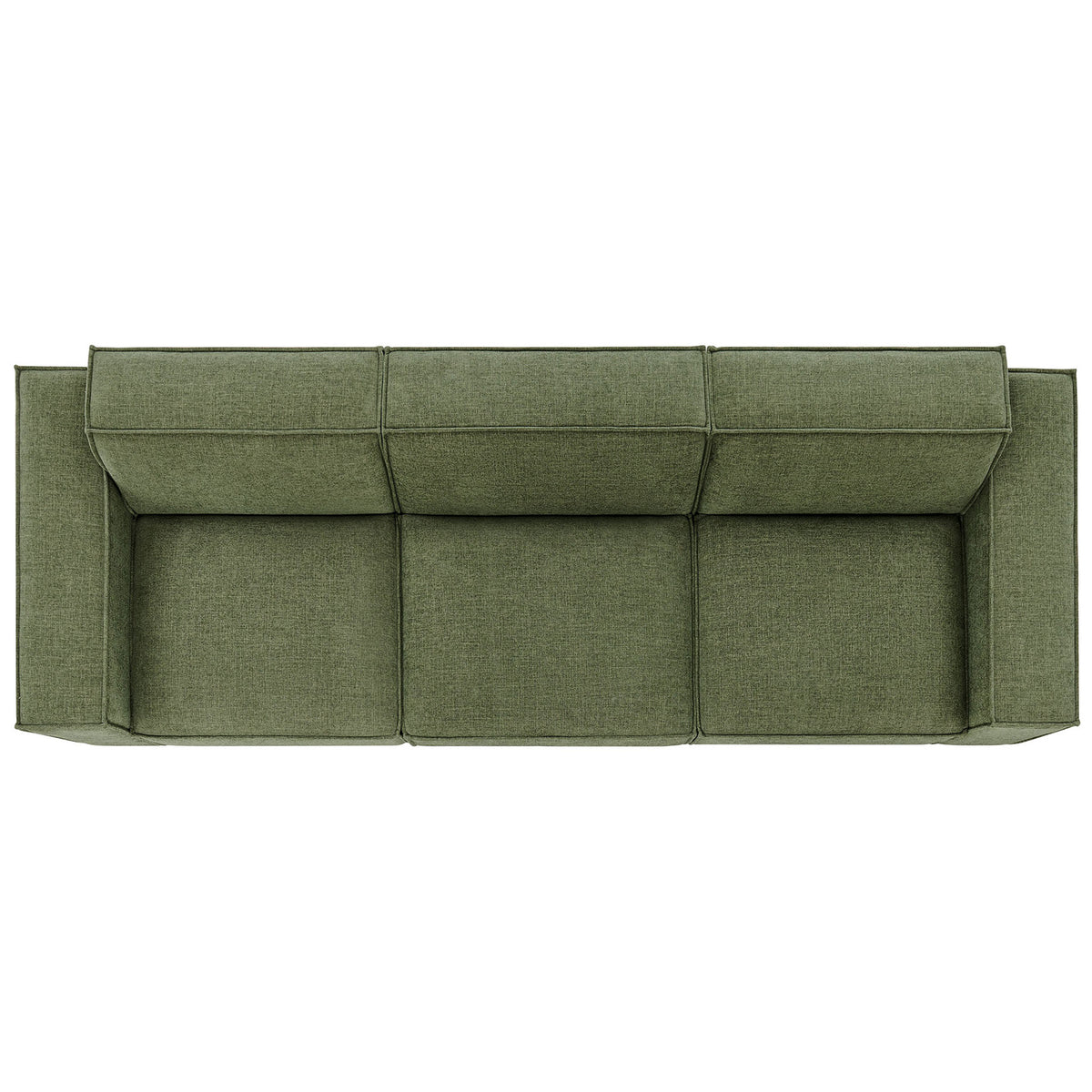 Generous three-seat modular sofa layout highlighting broad cushions and crisp tailored edges || EEI-7407-FOL || top_studio
