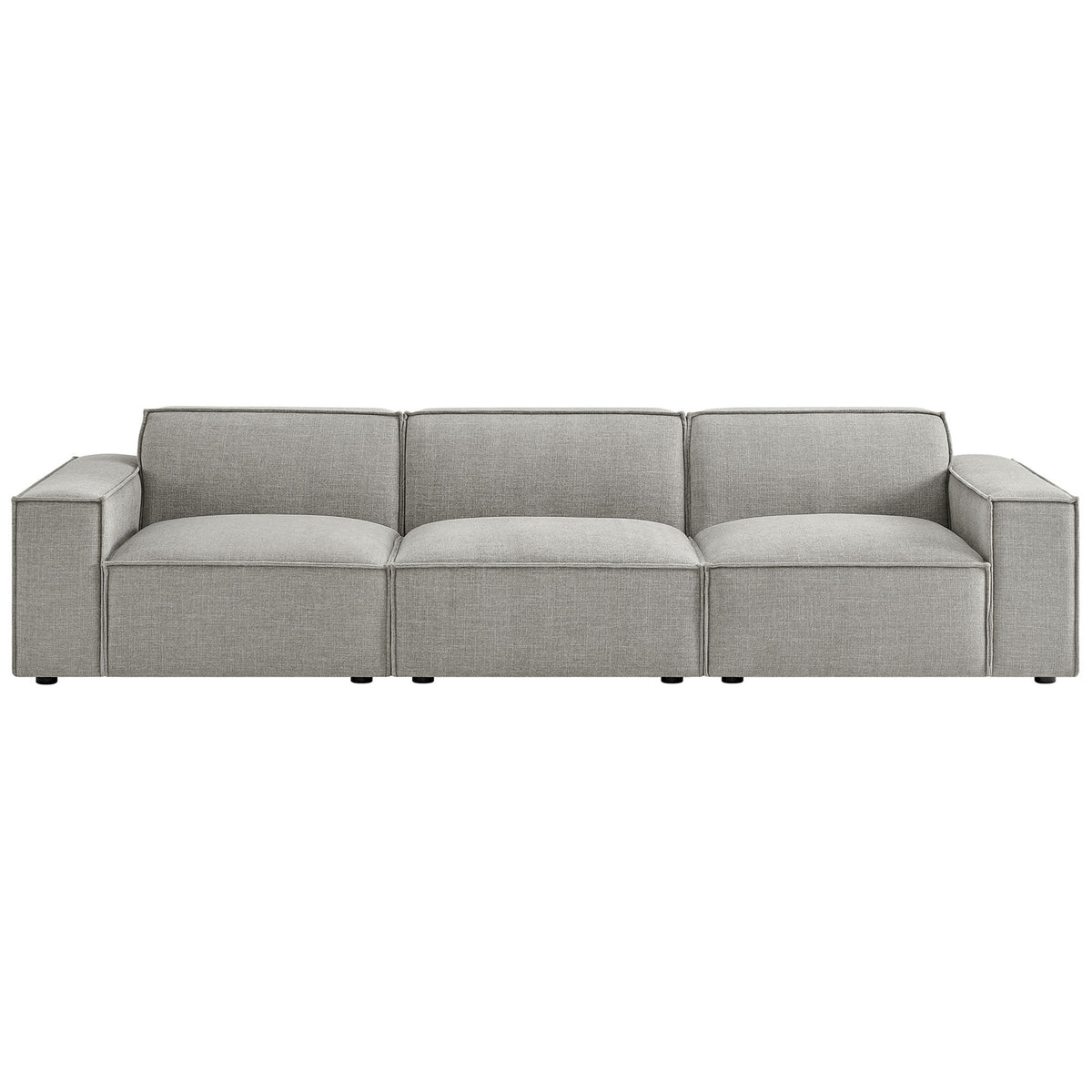 Restore 3 piece pewter modular sofa with wide track arms and plush performance fabric cushions. || EEI-7407-PEW || front_studio